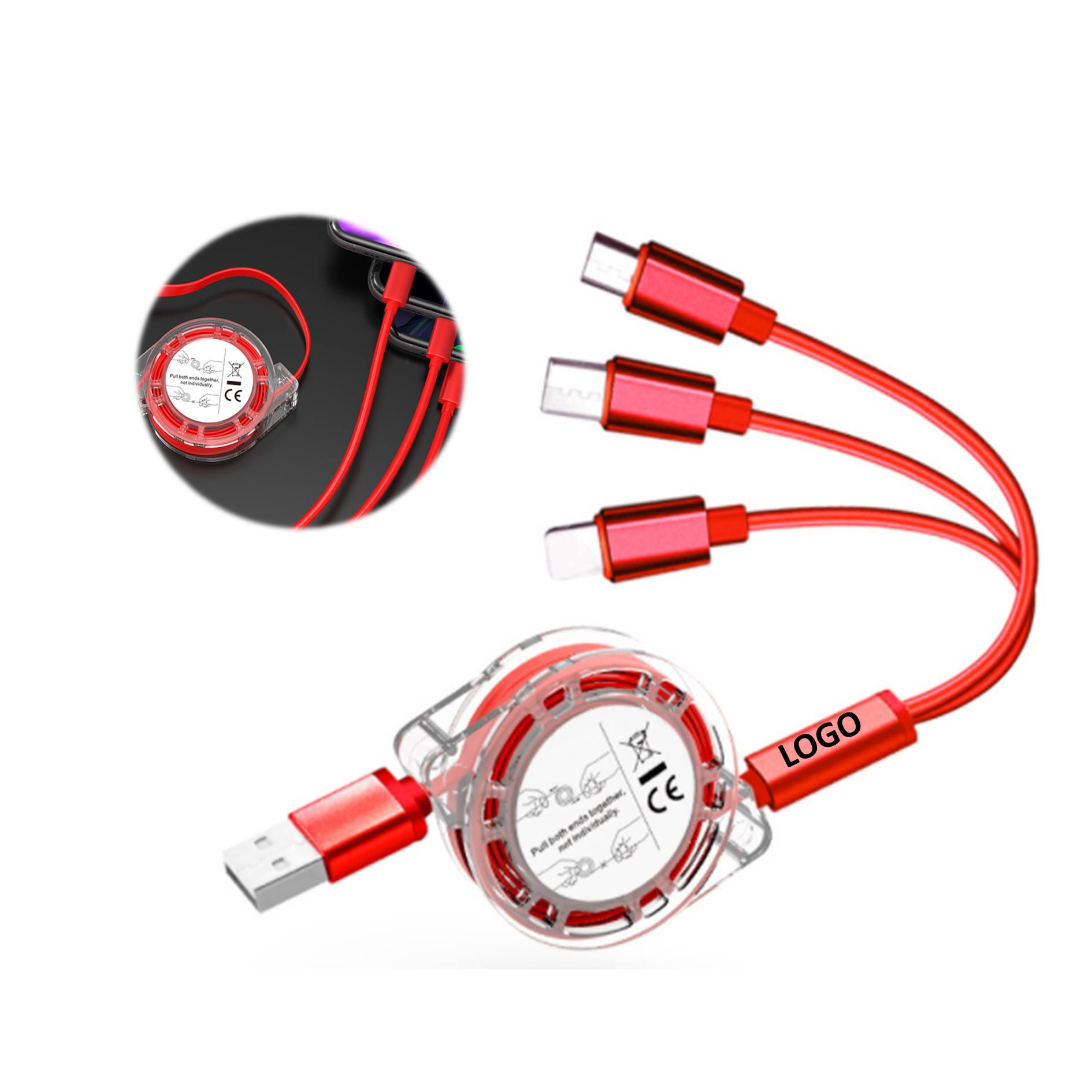 Portable 3 in1 Stretch Crystal Micro Charging Usb Cable 2