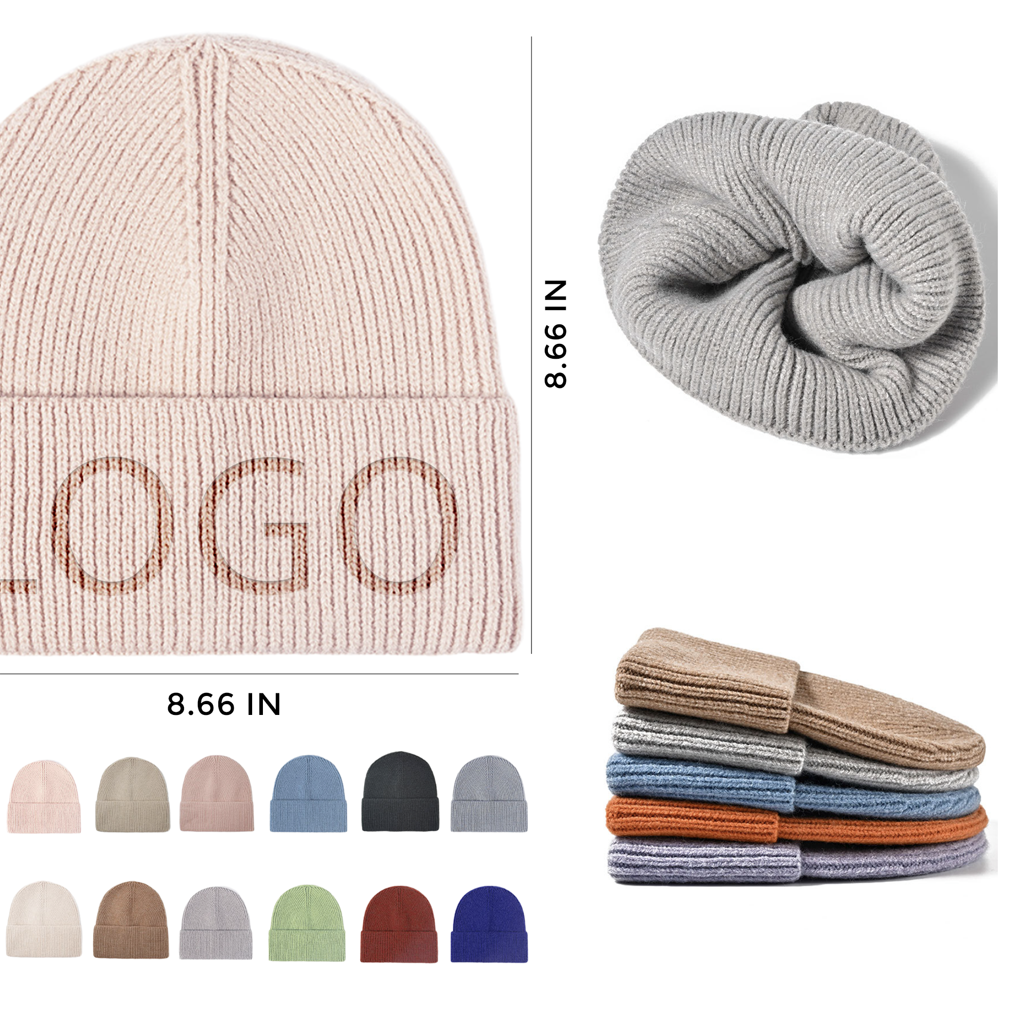 MOQ 10 PCS Warm Acrylic Fibres Knitted Hat 2