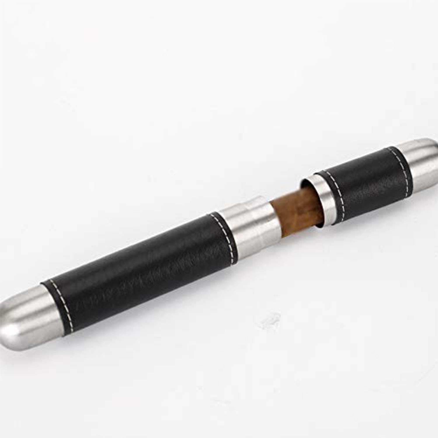 Leather Stainless Steel Cigar Tube 3