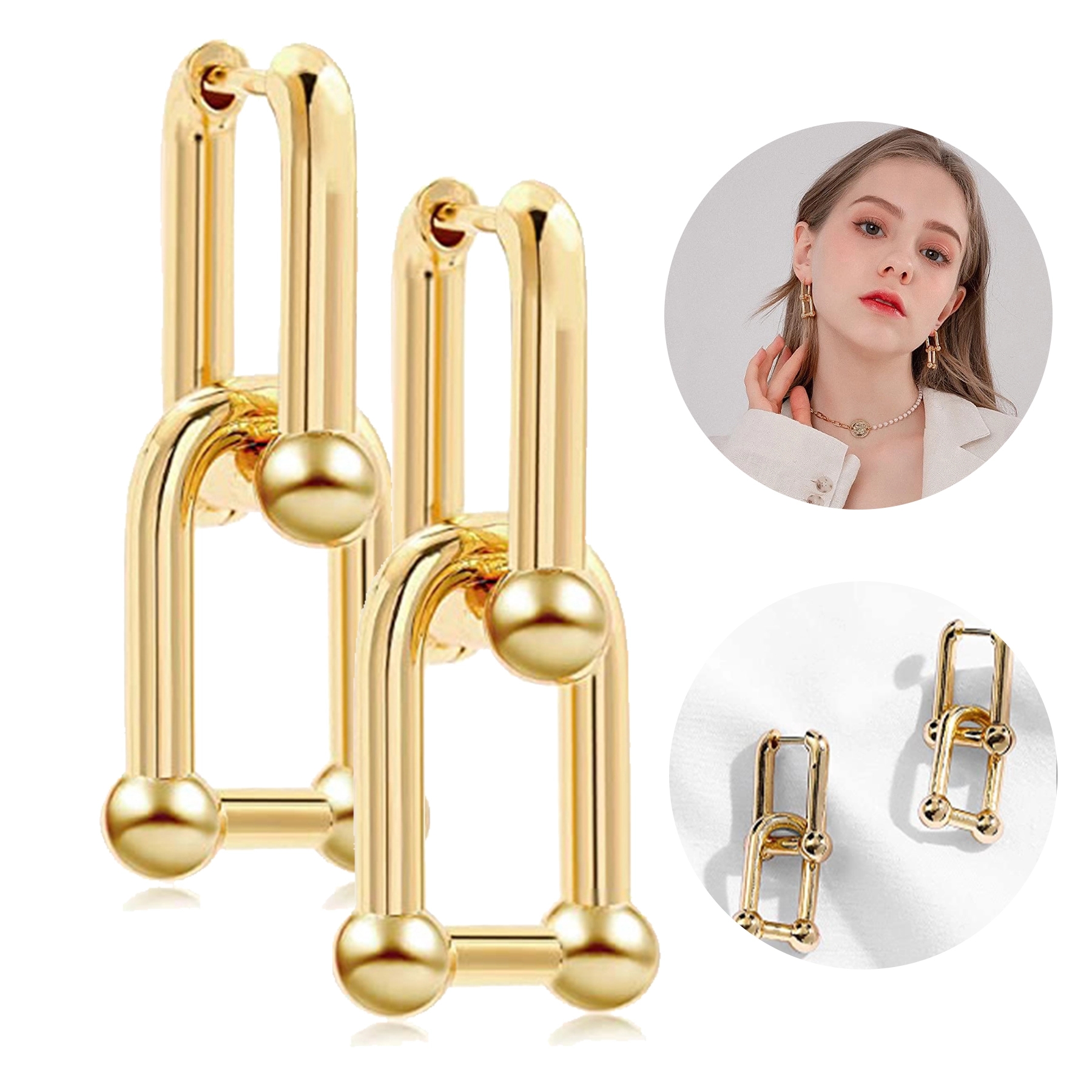 18K Gold U Shape Earring 1