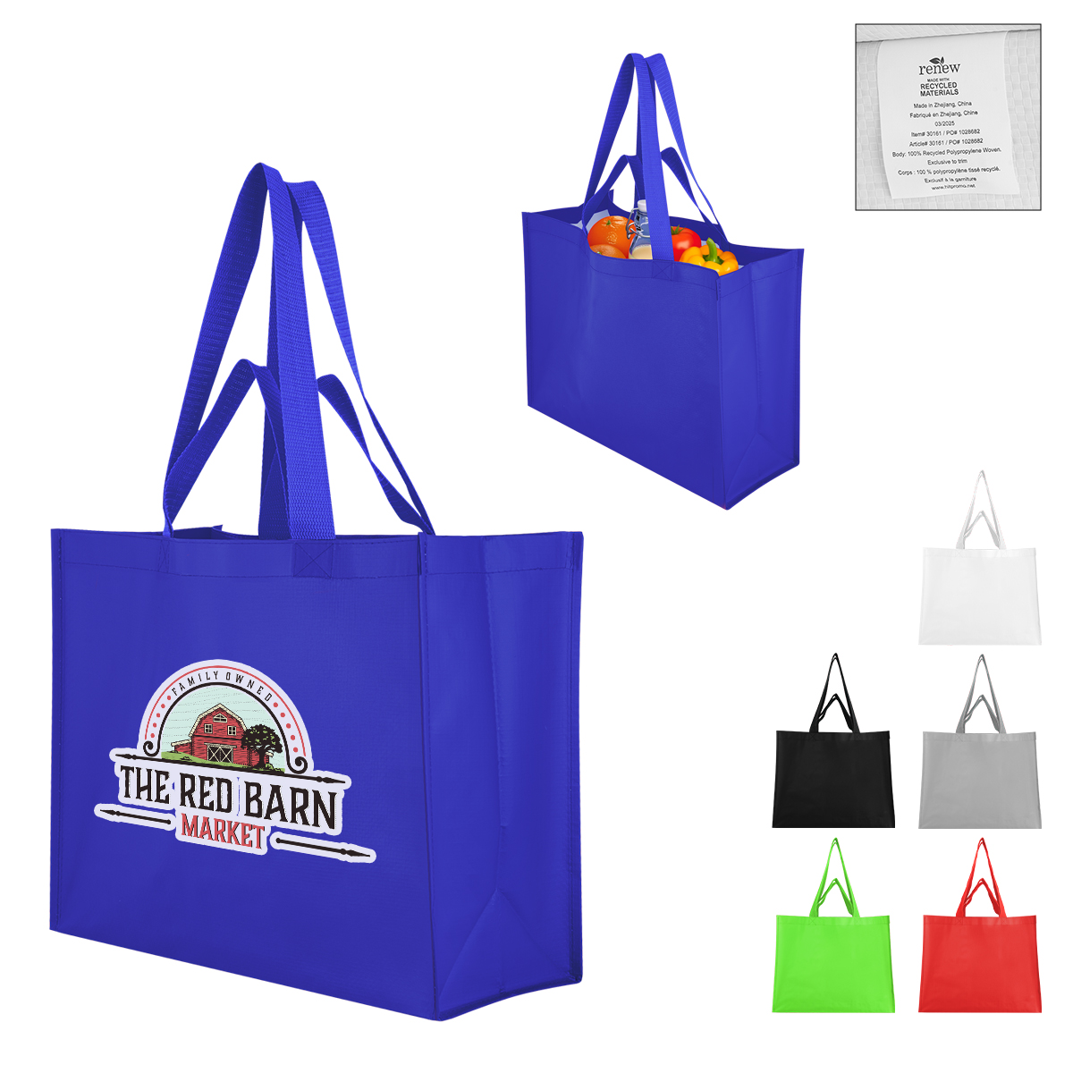 Matte Laminated Recycled Non-Woven Dual Handle Shopper Tote Bag 16