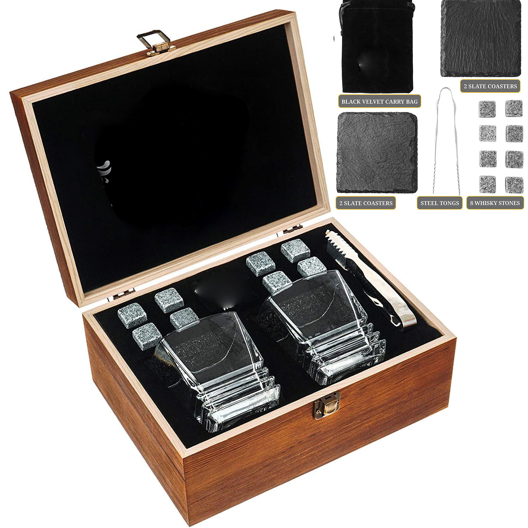 Whiskey Rocks Glasses Gift Set 