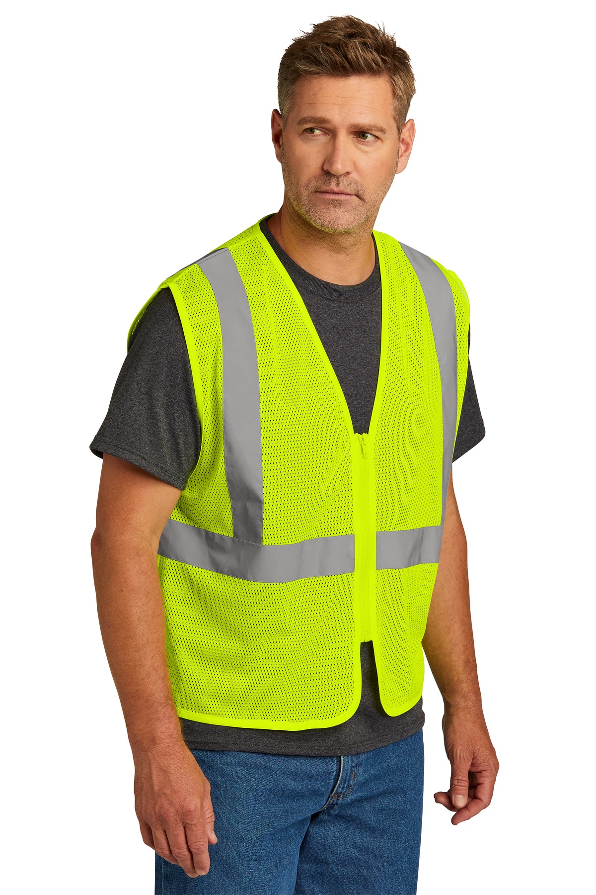 CornerStone ANSI 107 Class 2 Economy Mesh Zippered Vest. CSV101 1