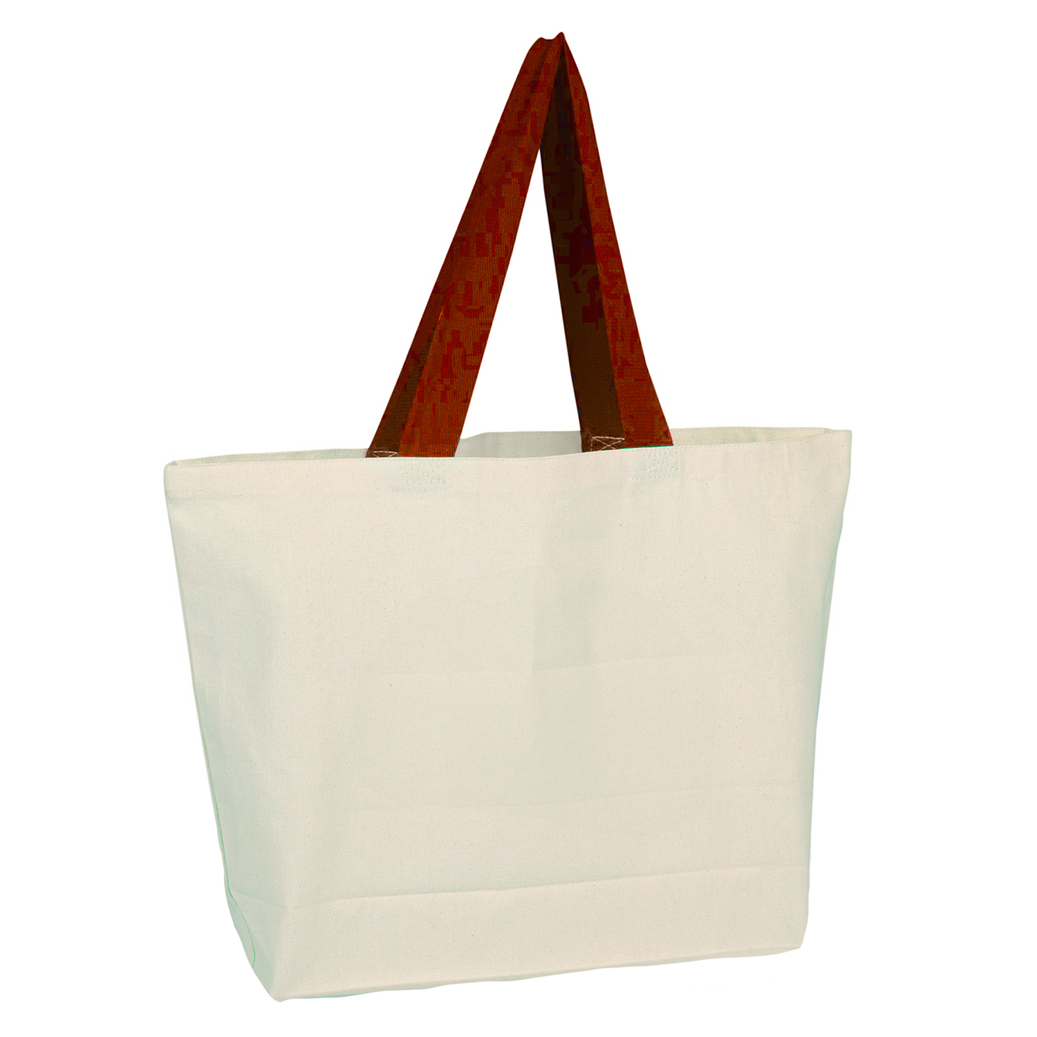 Wide Natural Canvas Tote Bag w/ Colored Webbing Handles 3