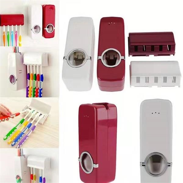 Auto Toothpaste Dispenser with 5 Toothbrush Holder Set 2