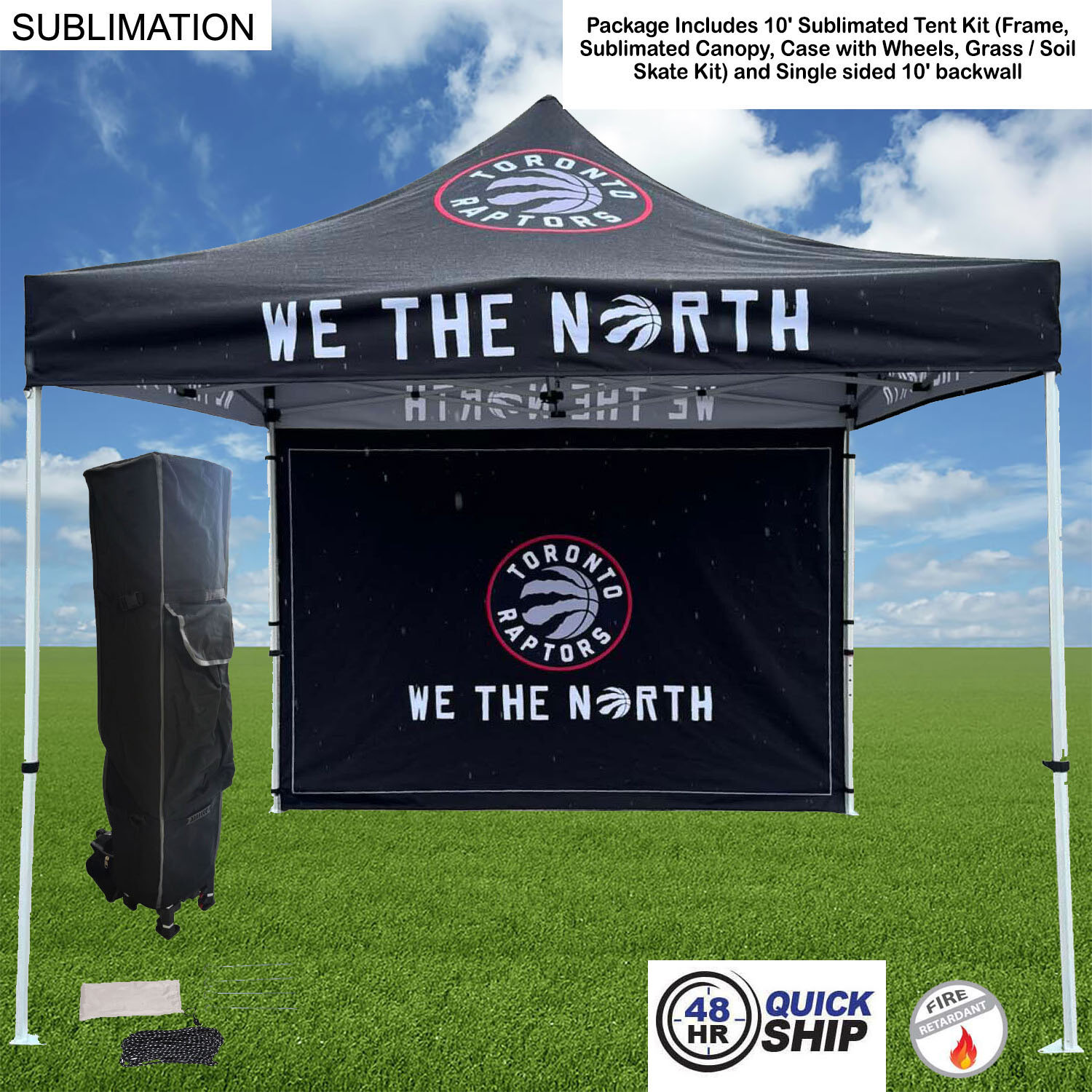 48Hr Quick Ship - Tent Backwall Package, 10' Sublimated Tent Kit and Full single sided backwall 3