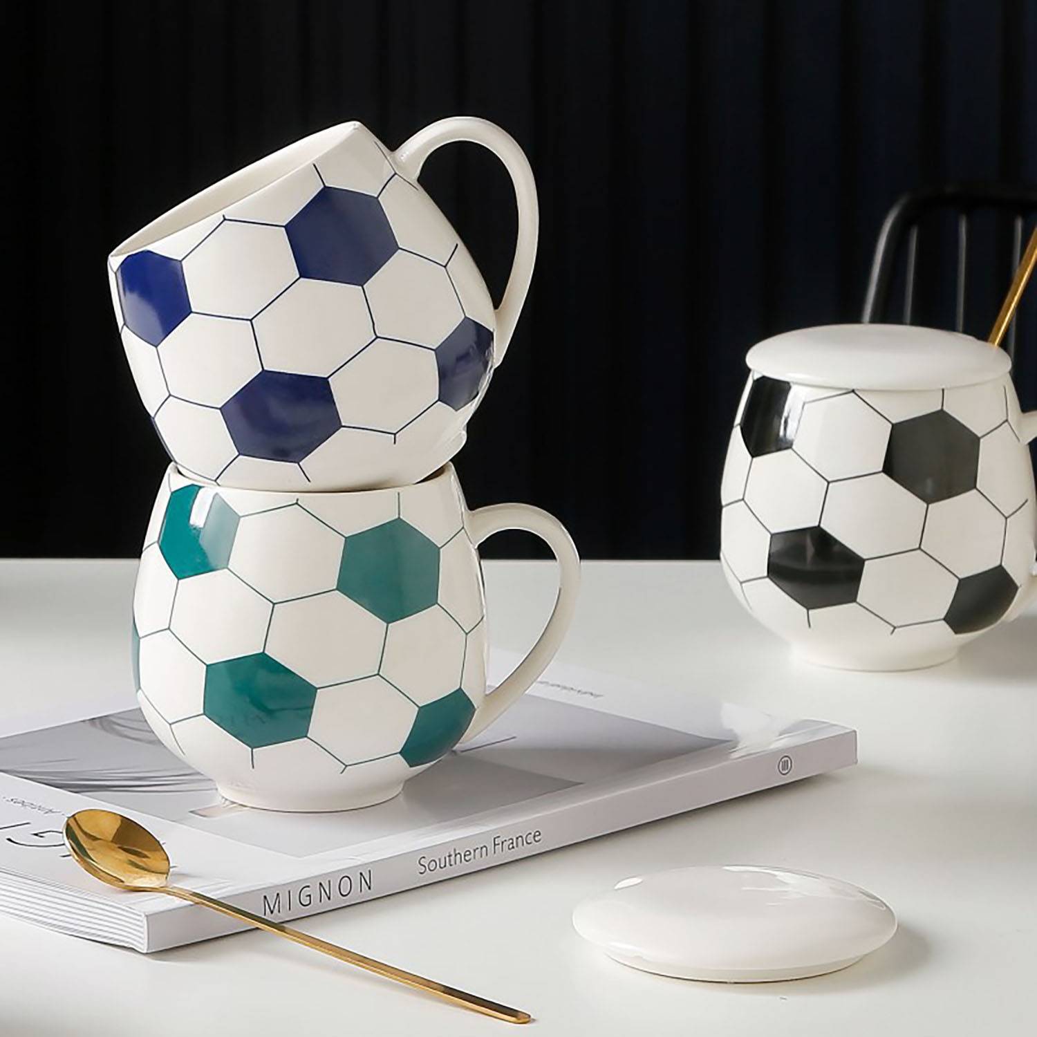 14oz Coffee, Tea, & Hot Drinks Ceramic Soccer Mug gift box 9