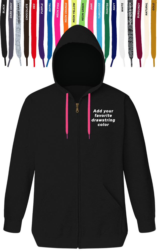 Custom Drawstring Zip Front Hoodie, custom hoodie or sweatshirt with logo imprint 5