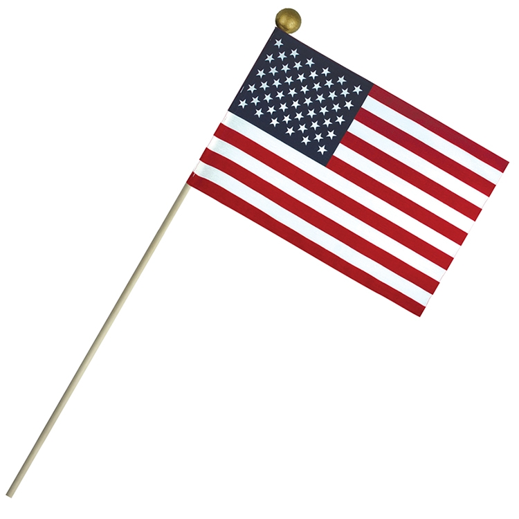 6'' X 9" Economy Cotton U.S. Stick Flag On 18" Wooden Dowel 2