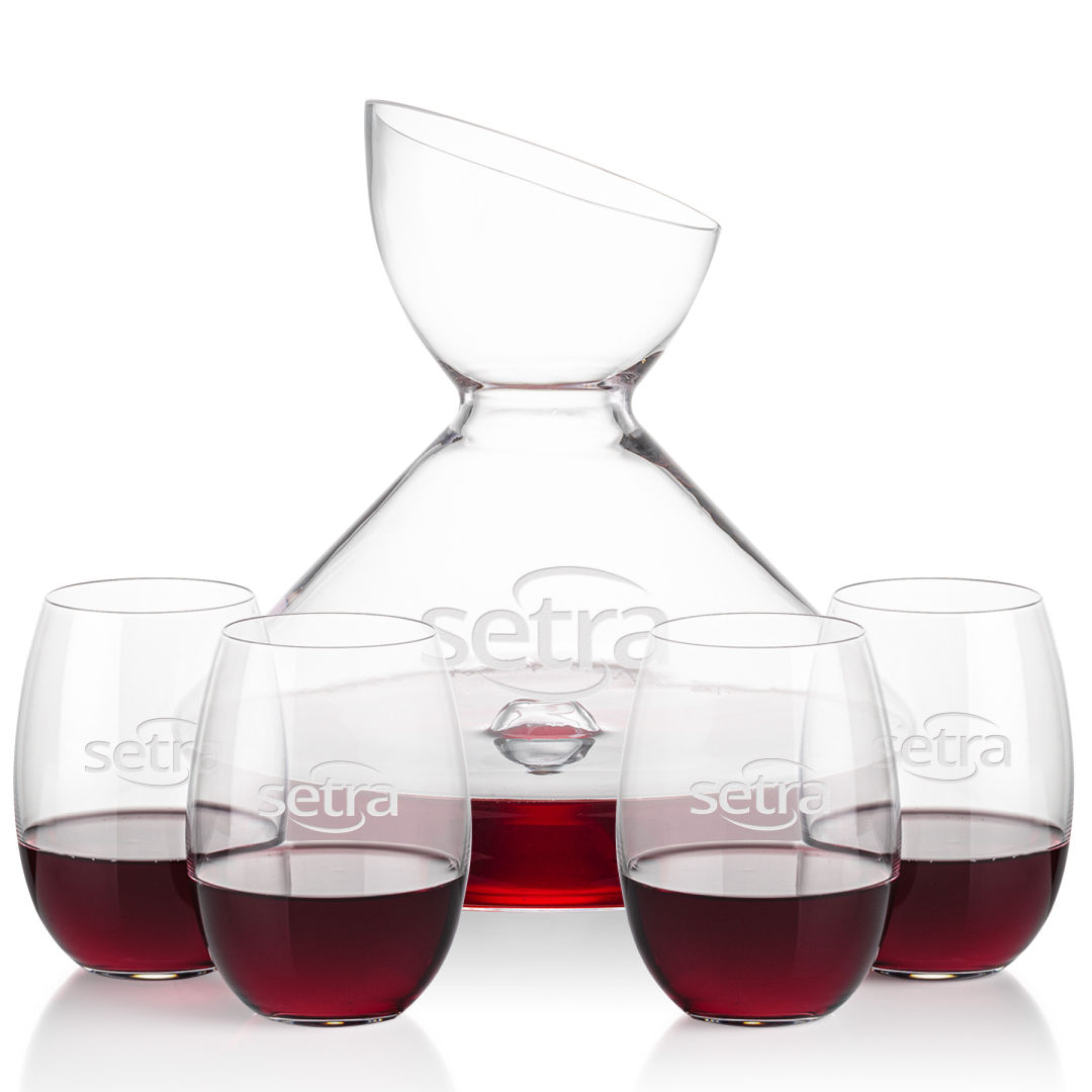 Woodbury Carafe & Carlita Stemless Wine 2
