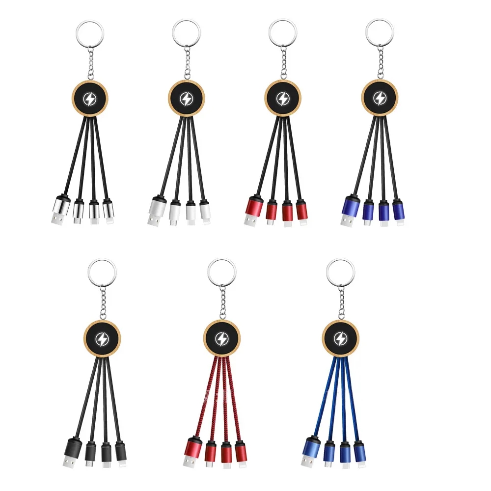 Bamboo Light Up Logo Multi-Charging Cables 3