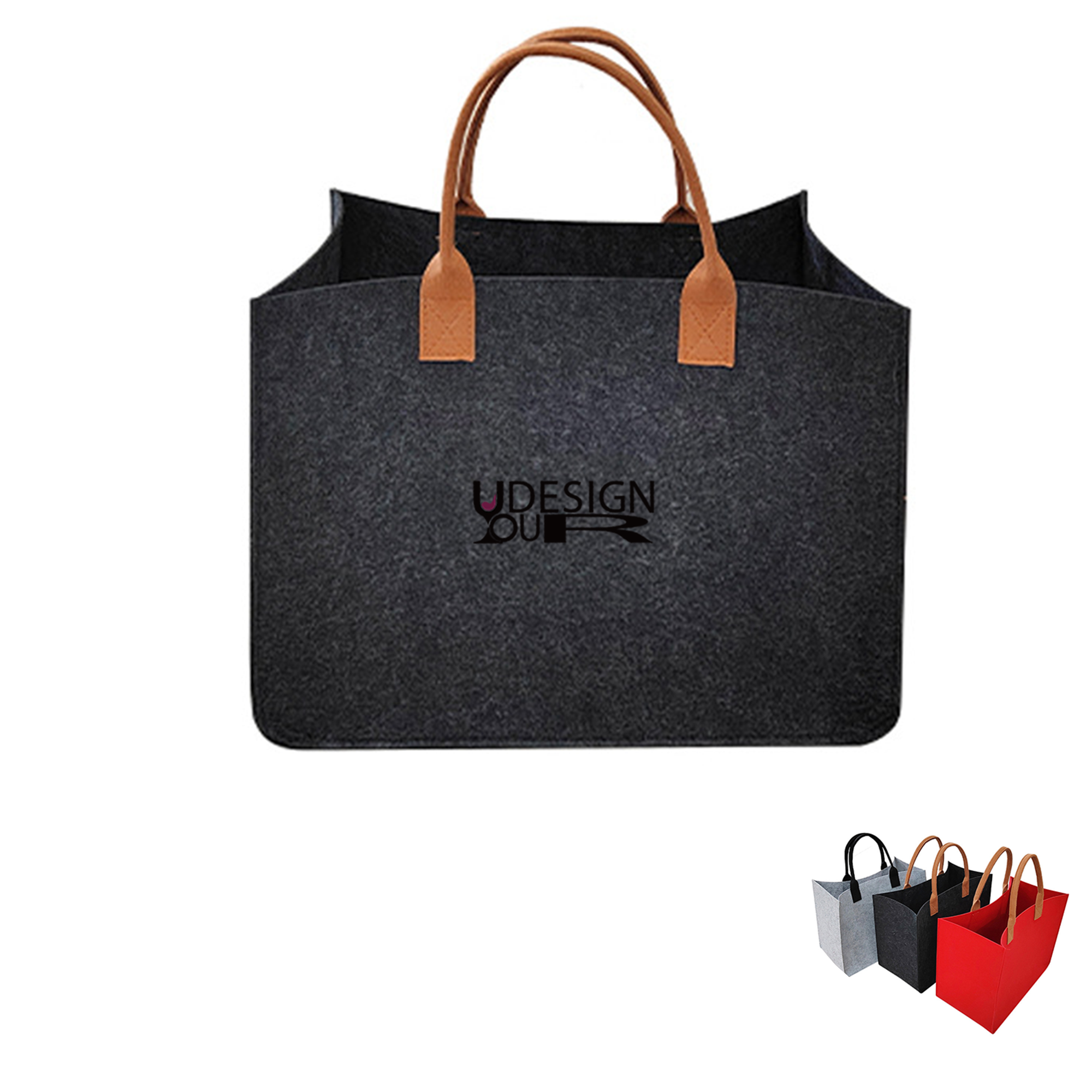 Foldable Felt Bag - Long Handles, Durable Design, custom tote bag with logo imprint 5