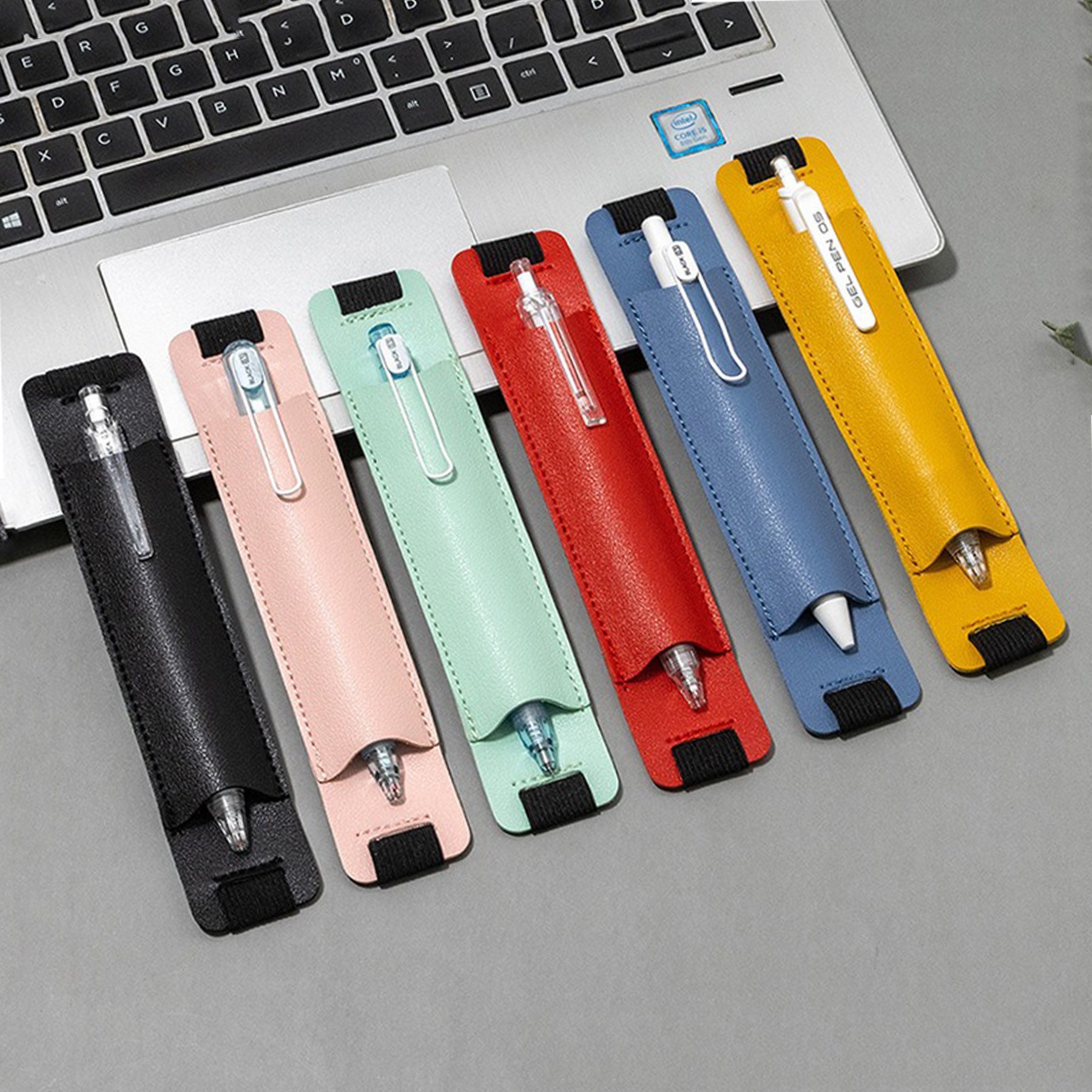 Pu Adjustable Elastic Band Pen Holder 4