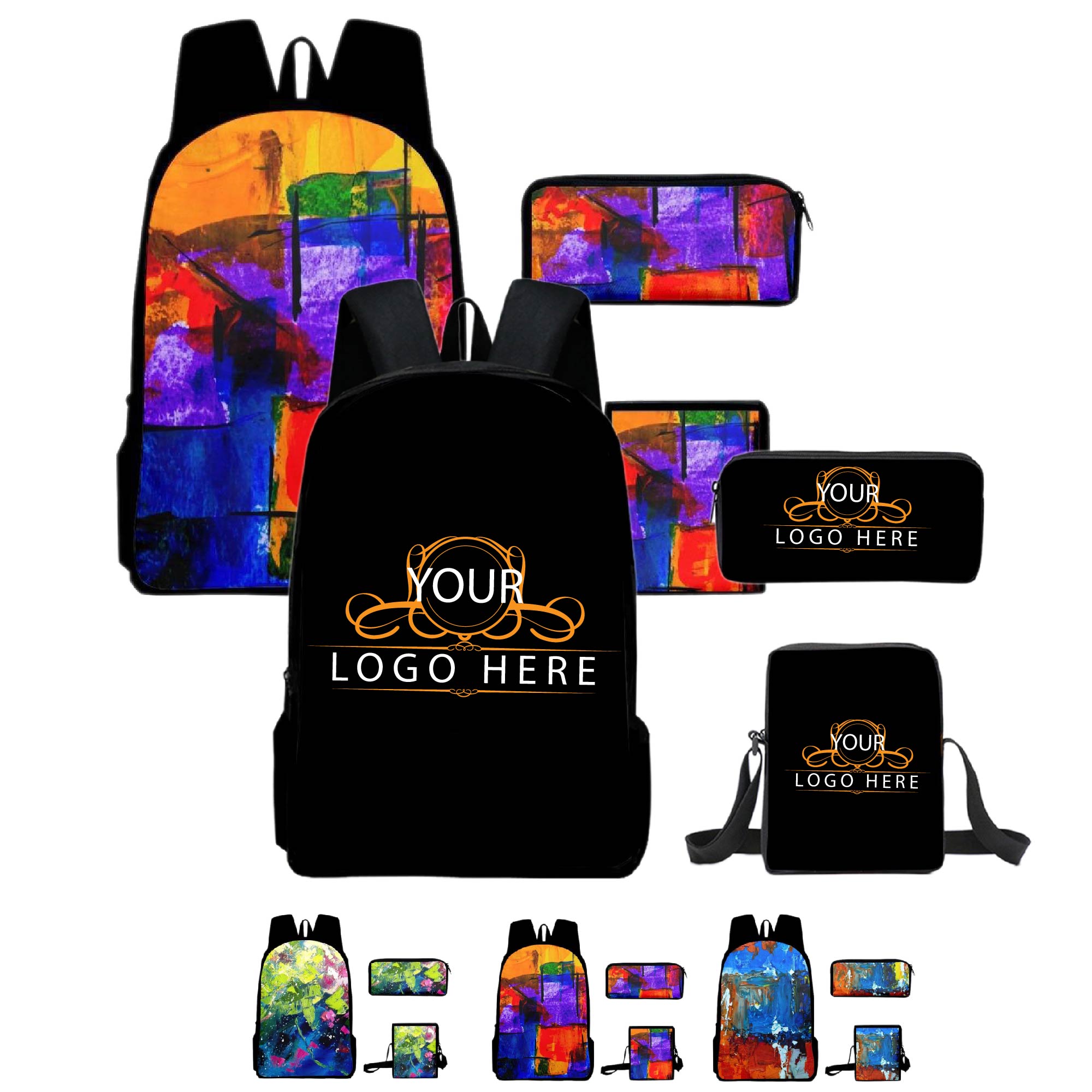 Full Color School Backpacks Set 2