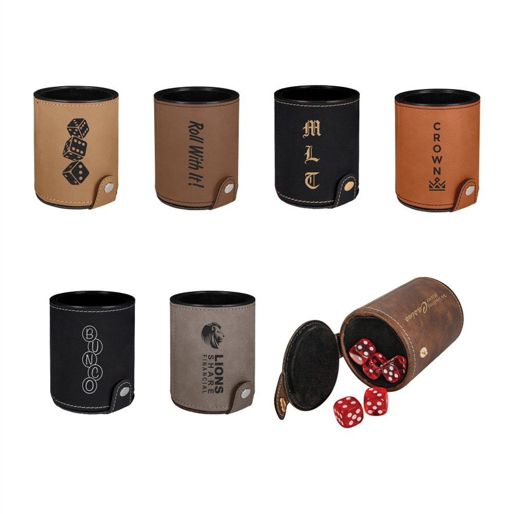 Leatherette Dice Cup with 5 Dice 1