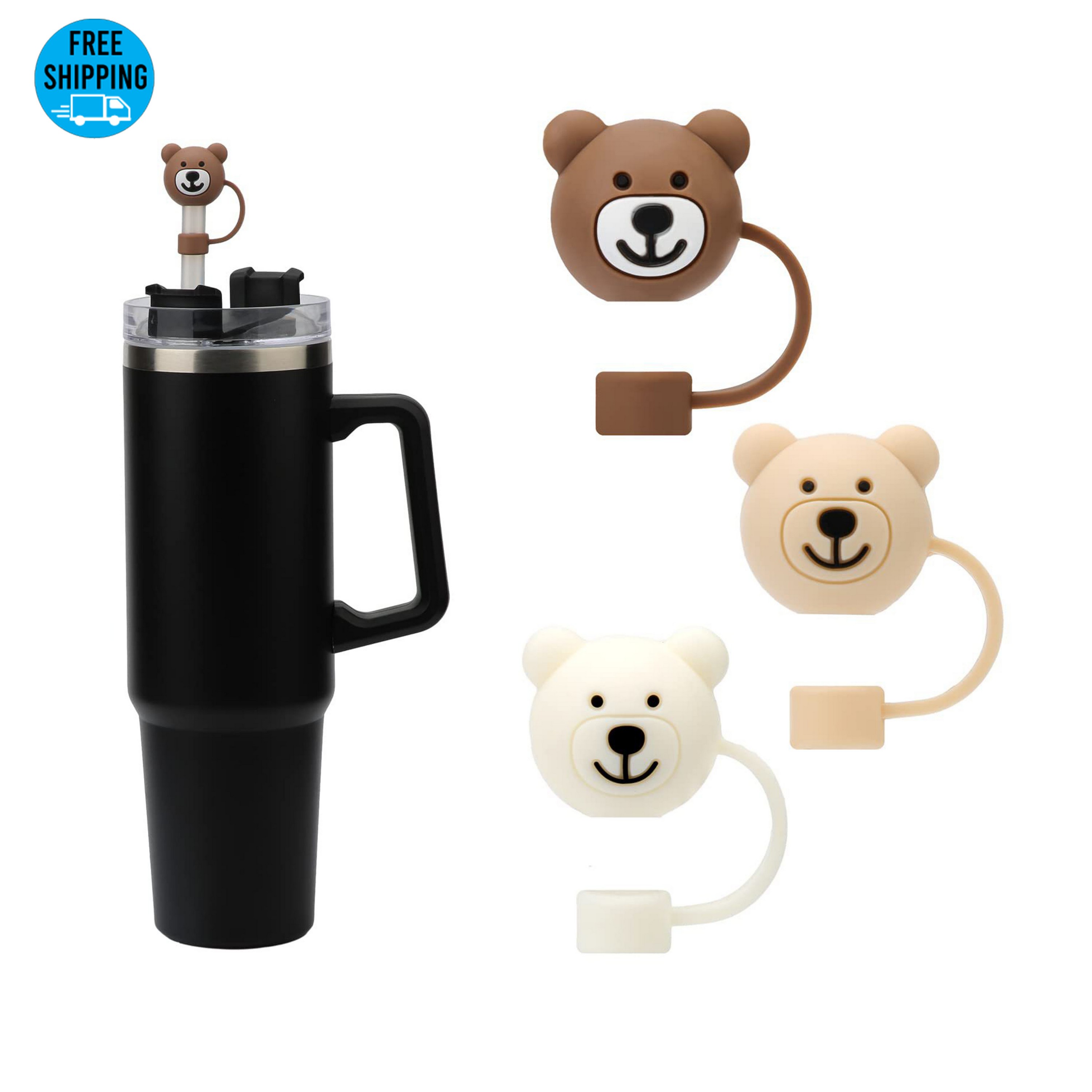 Bear Panda Silicone Straw Stoppers 1