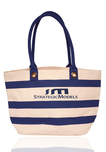 18.25W x 11H inch Striped Sailor Canvas Tote Bags 7