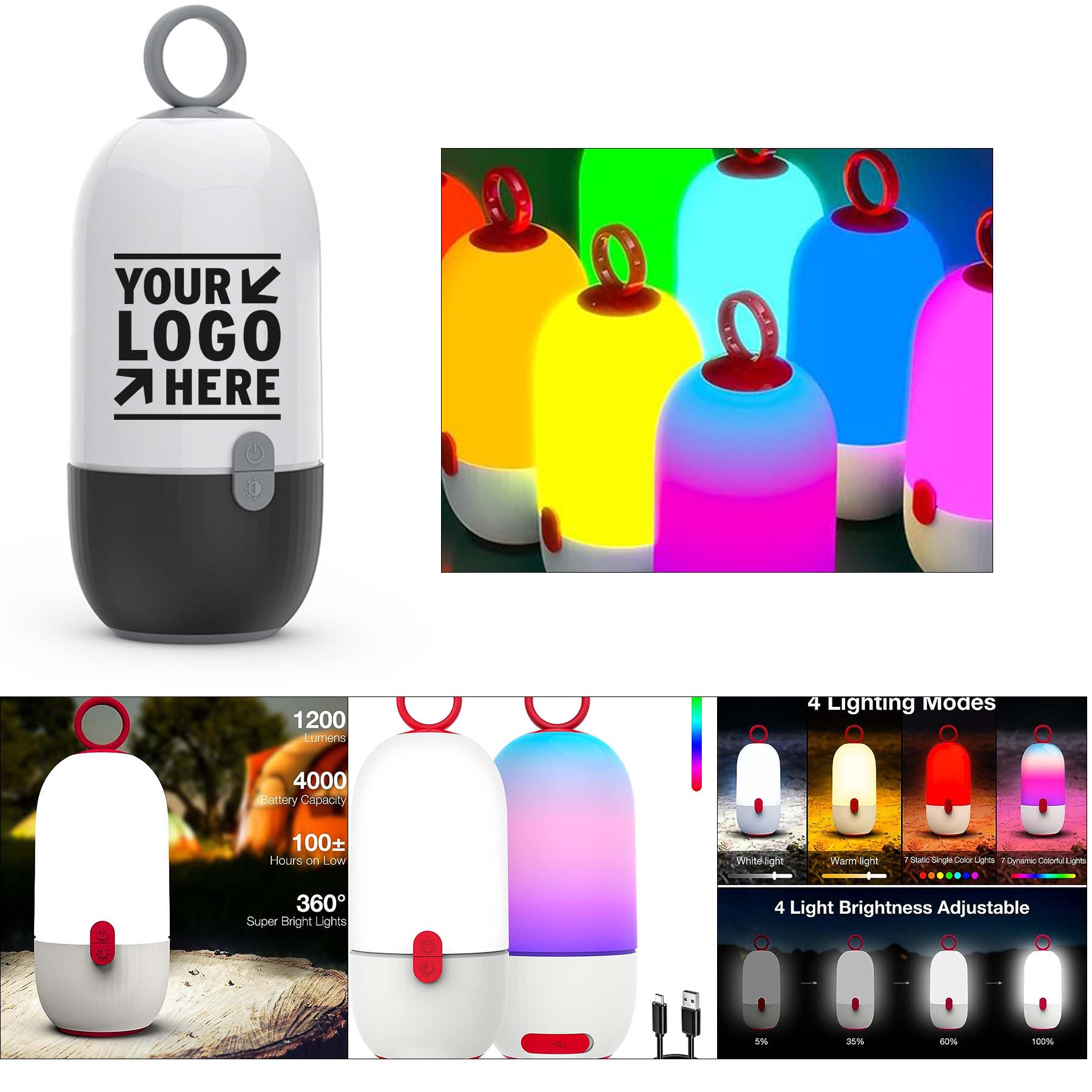 1200LM 4 Days Runtime LED Home Waterproof Portable Lantern Rechargeable RGB Hiking Camping Lights 2