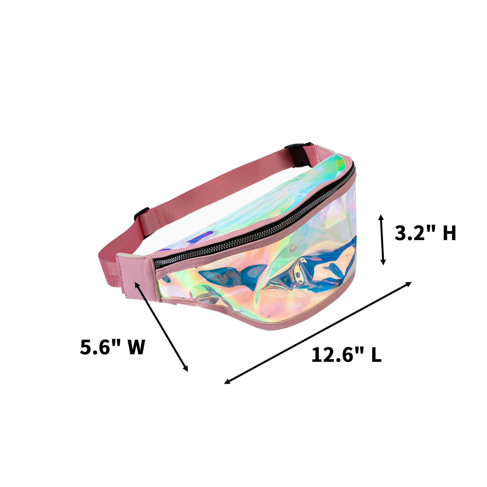 Transparent Holographic Waist Pack 12.6 x 5.6 x 3.2" 5