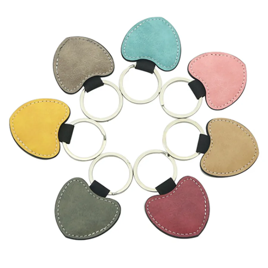 Full-Color Heart Leather Keychain 5