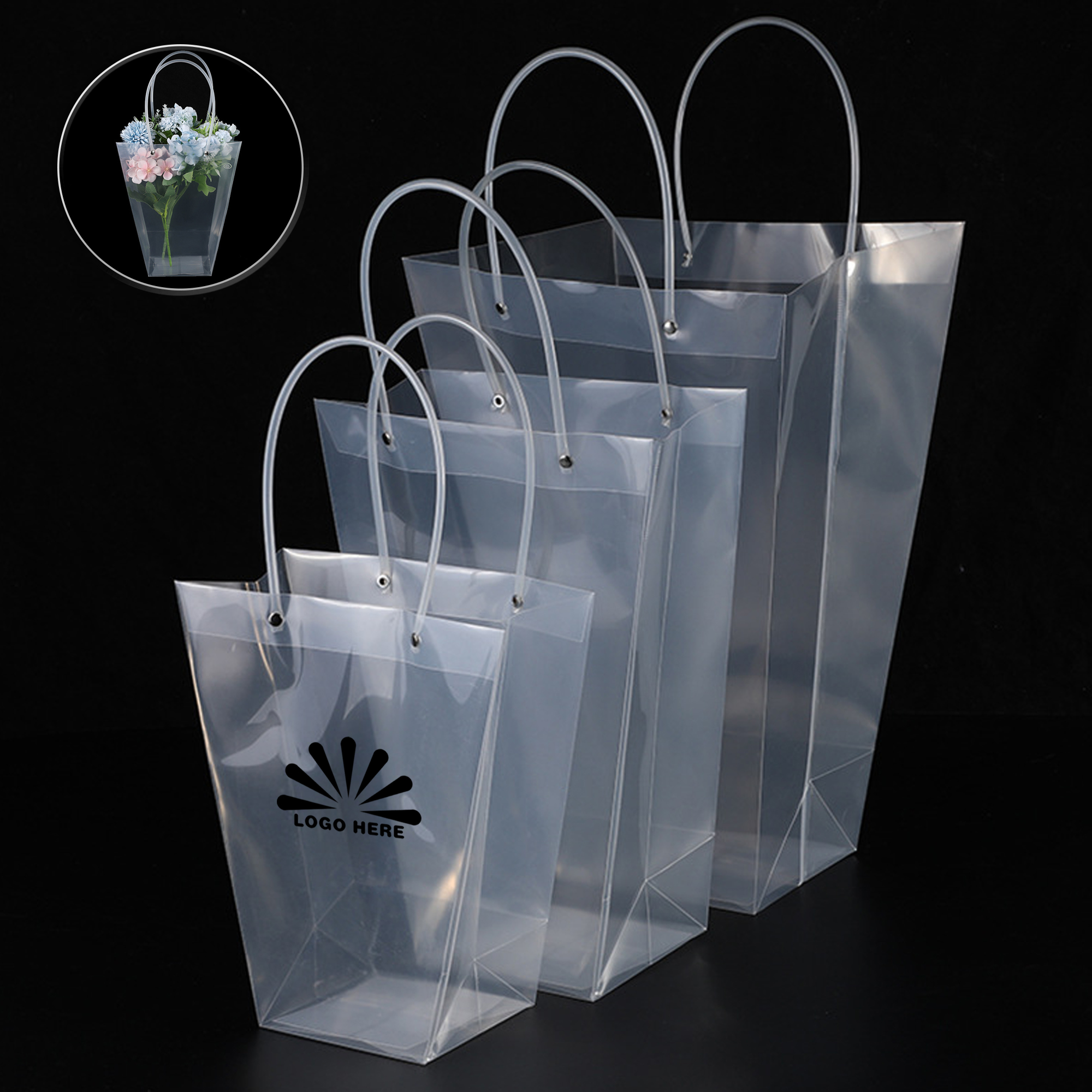 Clear Flower Bouquet Gift Bag With Long Handles 3
