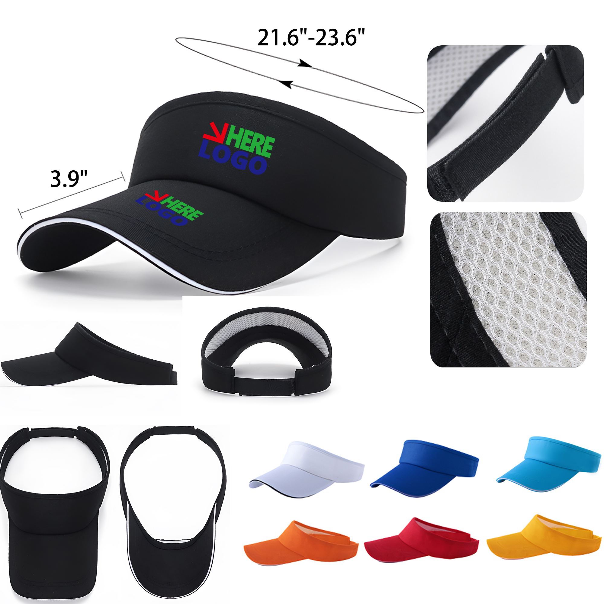 MOQ 50 PCS Lightweight Tennis Golf Sun Hat Visors 5