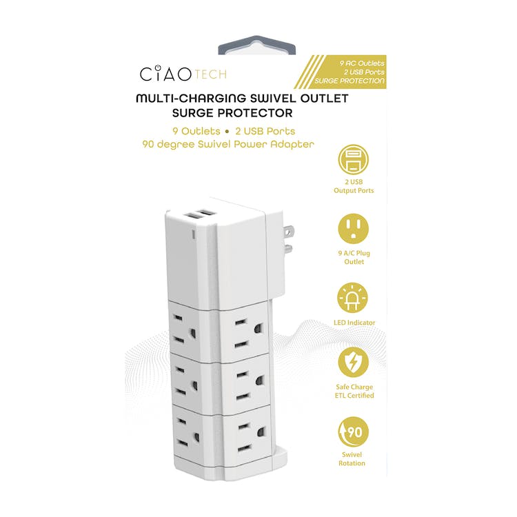 Wall Outlet Extenders - 9x A/C 2x USB 2