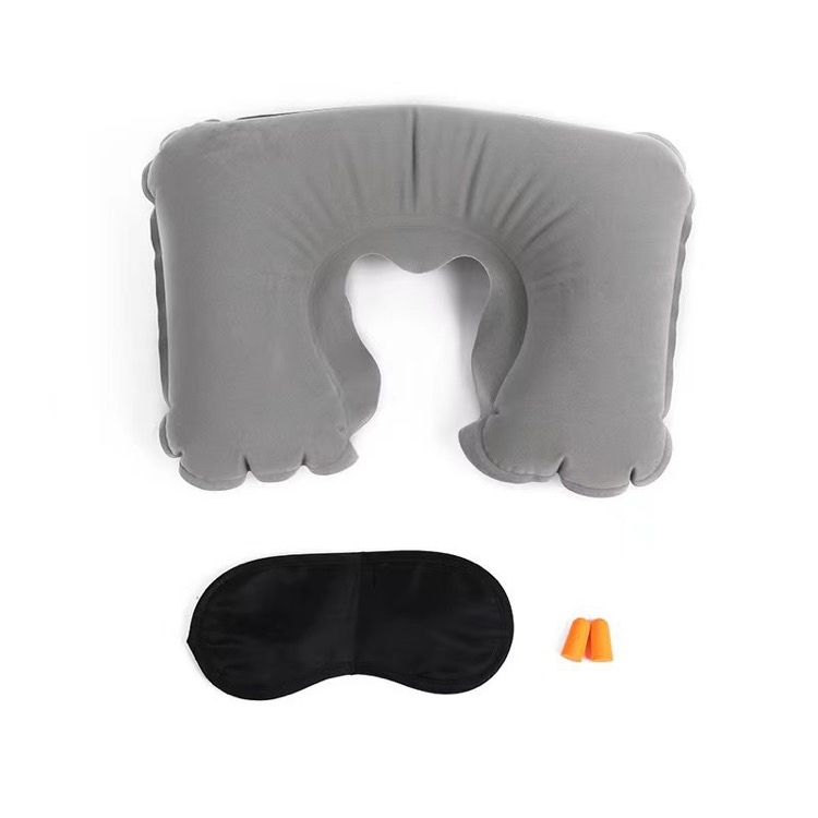 Inflatable Neck Travel Pillow + Eye Mask + Ear Plugs 3 Piece 4