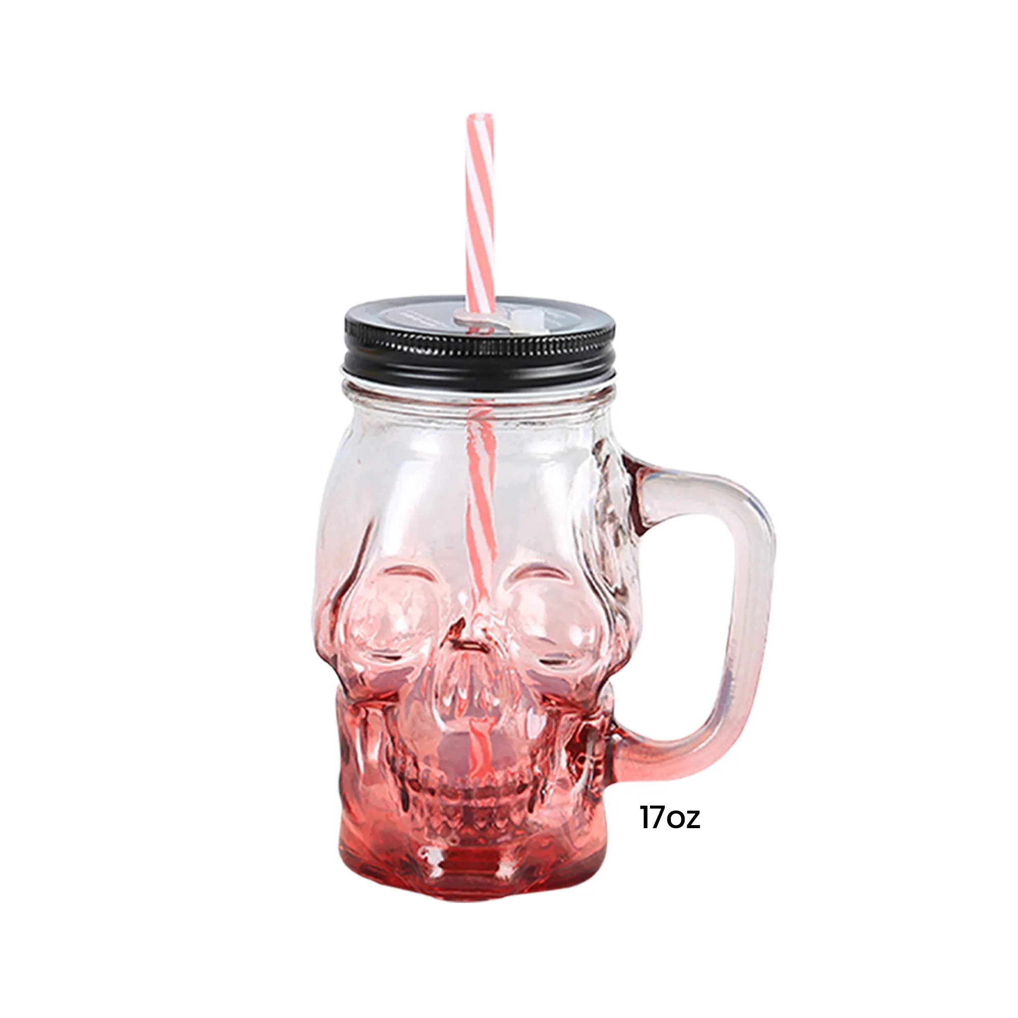 Creative glass cup with lid and straw 17OZ 9