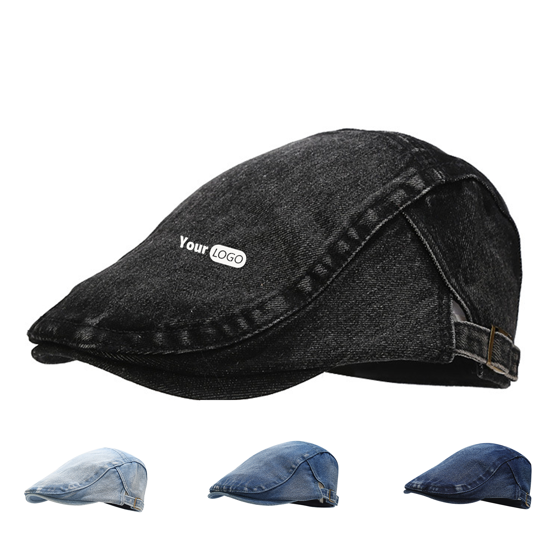 Cotton Simple Denim Duck Tongue Bud Hat 2