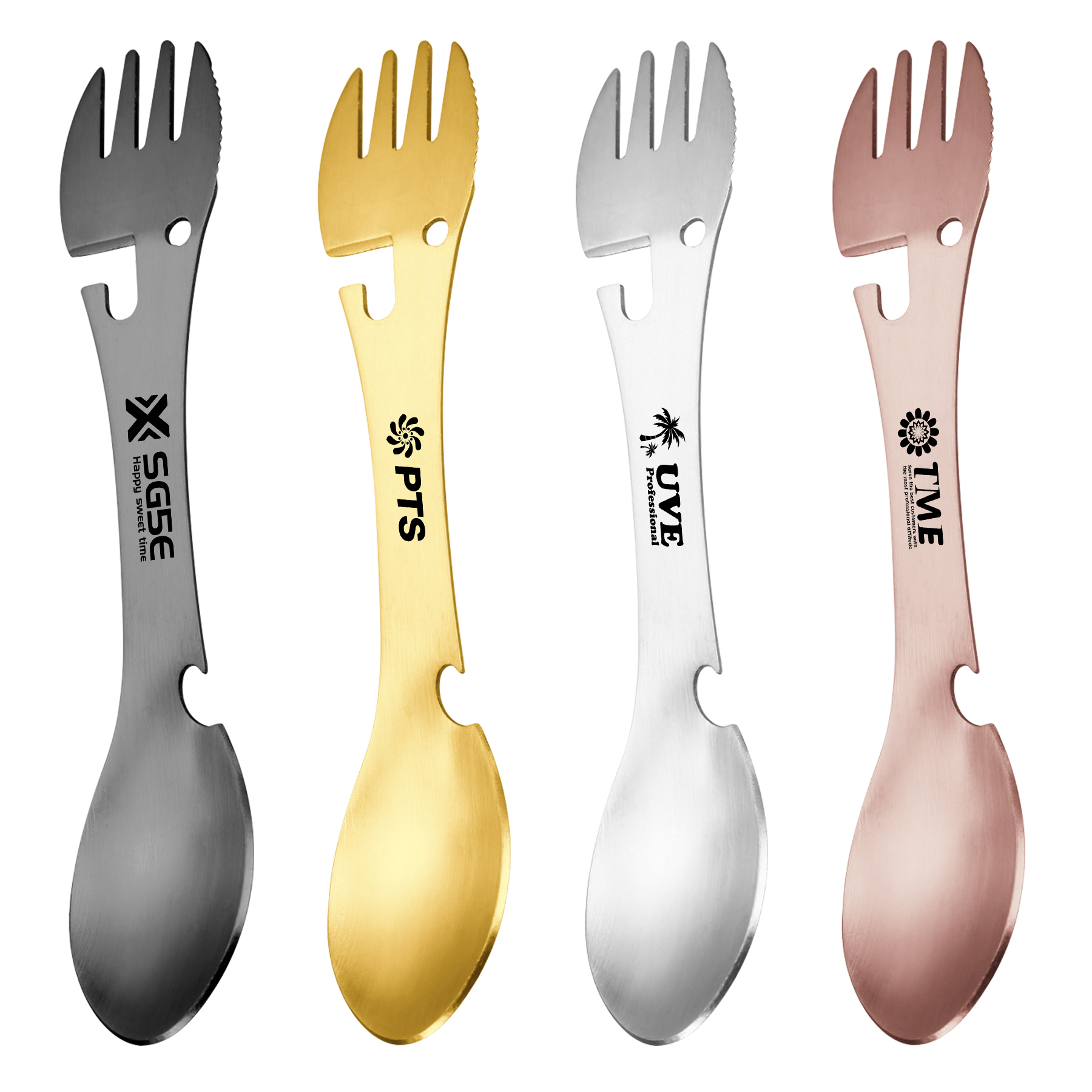 5 In 1 Portable Stainless Steel Multifunction Spoon Fork 1