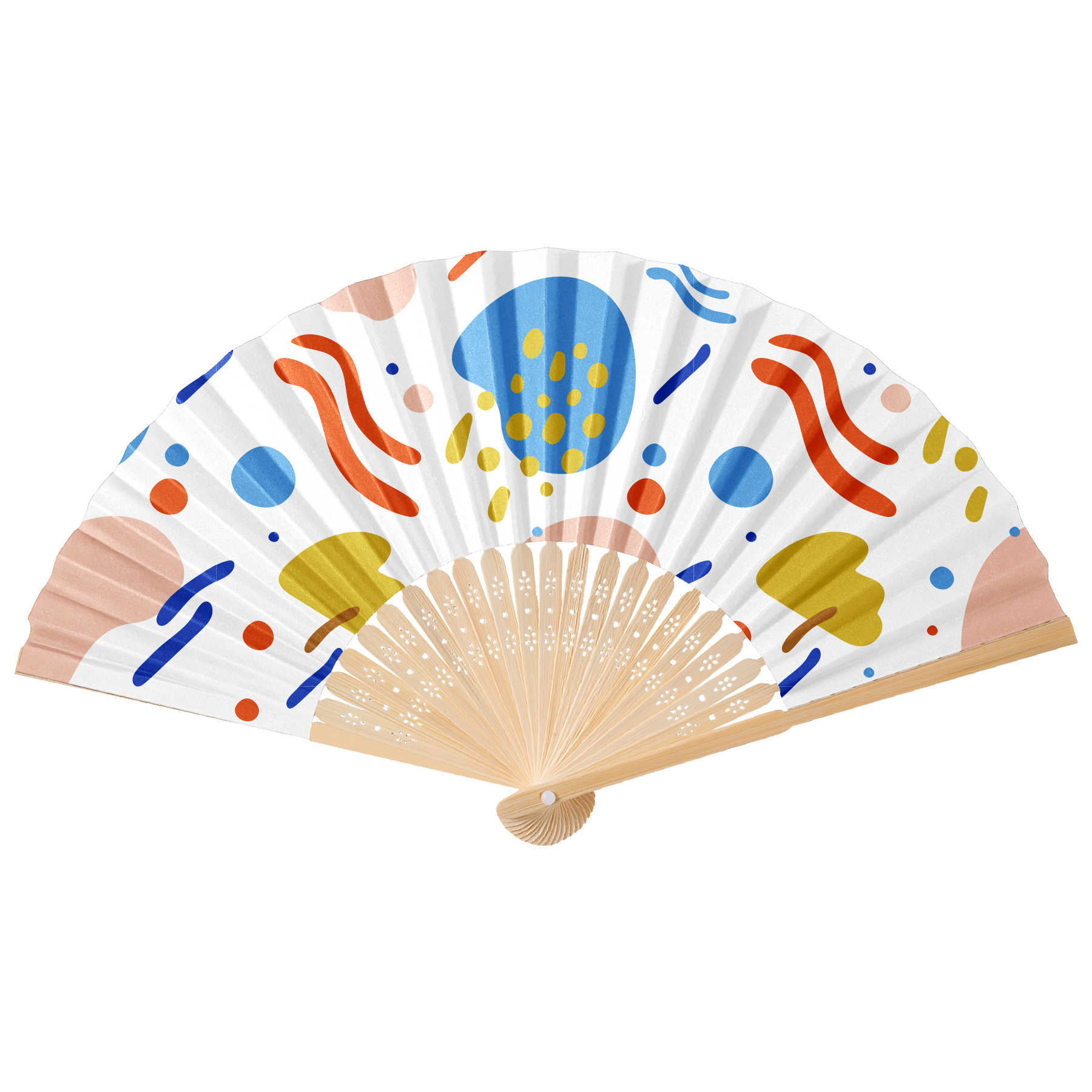 Full Color Foldable Bamboo Paper Hand Fan 14