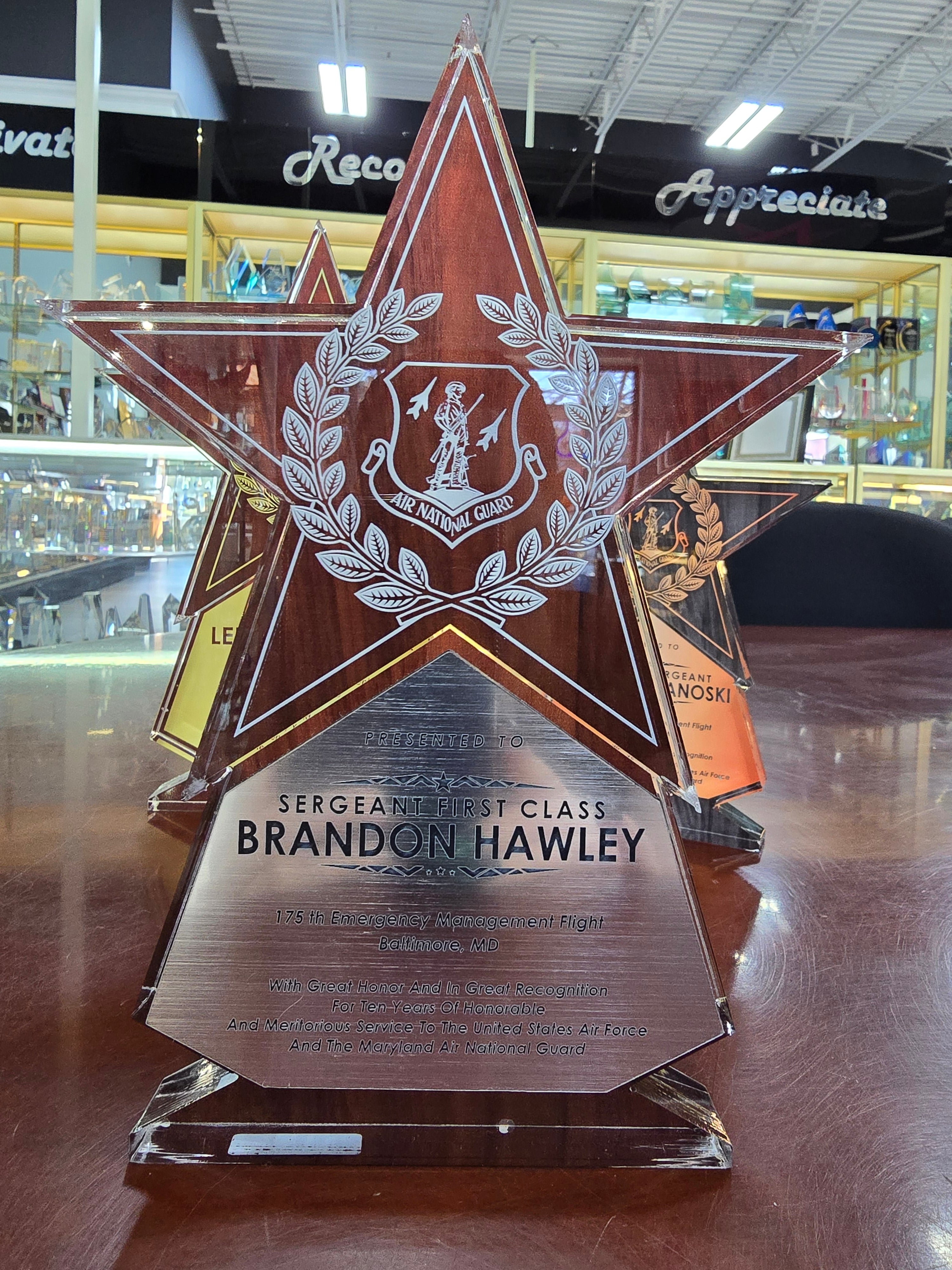 Freestanding Star Shaped Acrylic 2