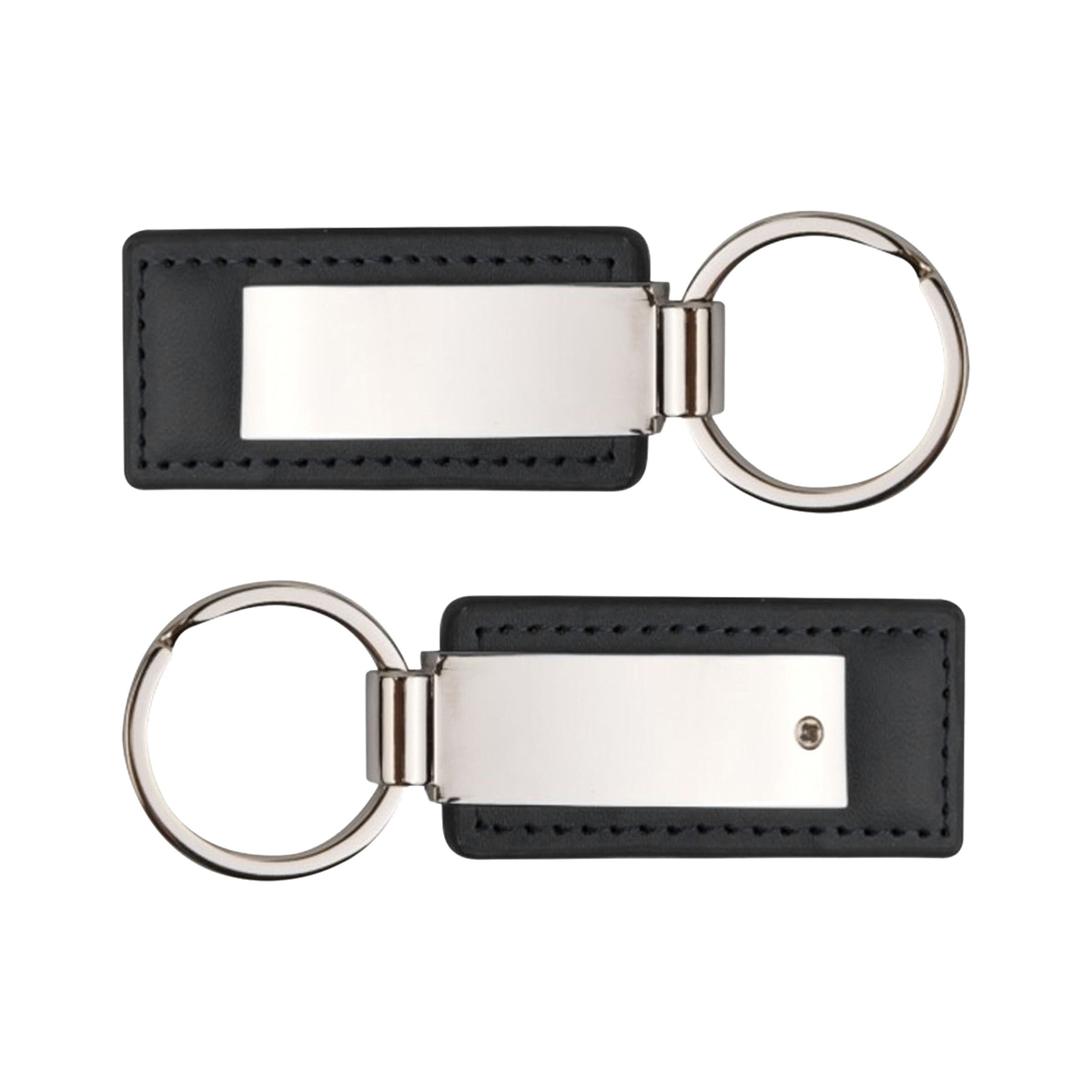 Leatherette with Rectangular Metal Shiny Key Tag 5
