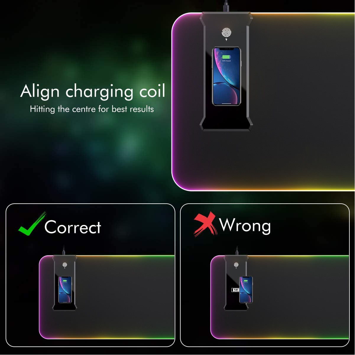 10W Wireless Charging Rgb Gaming Mouse Pad With Usb Port 5
