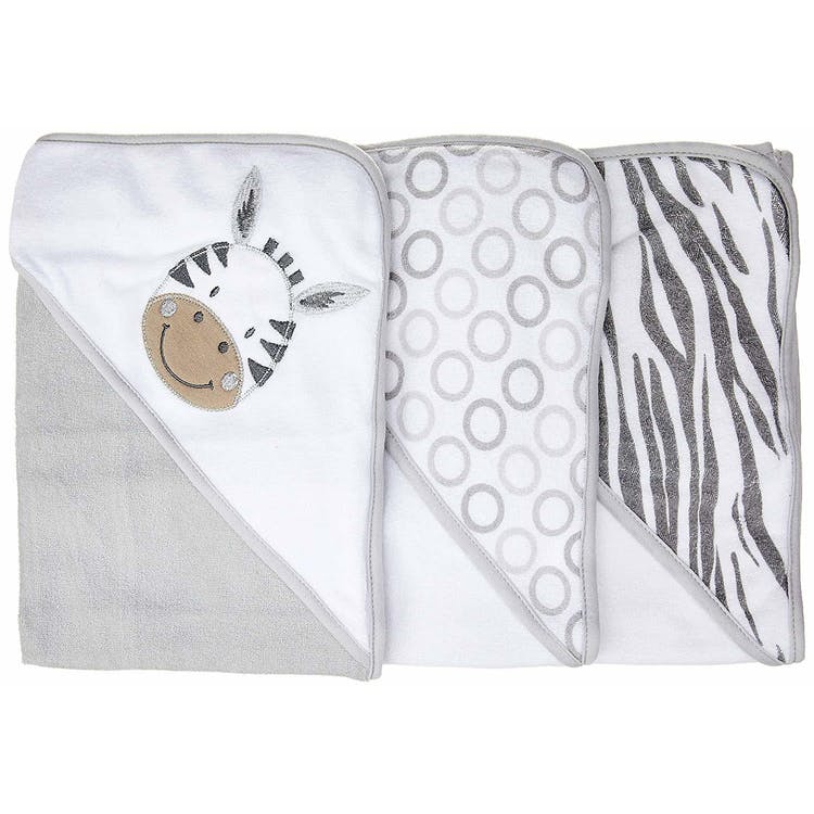Terry Baby Hooded Towels - Gray Zebra 3 Pack 1