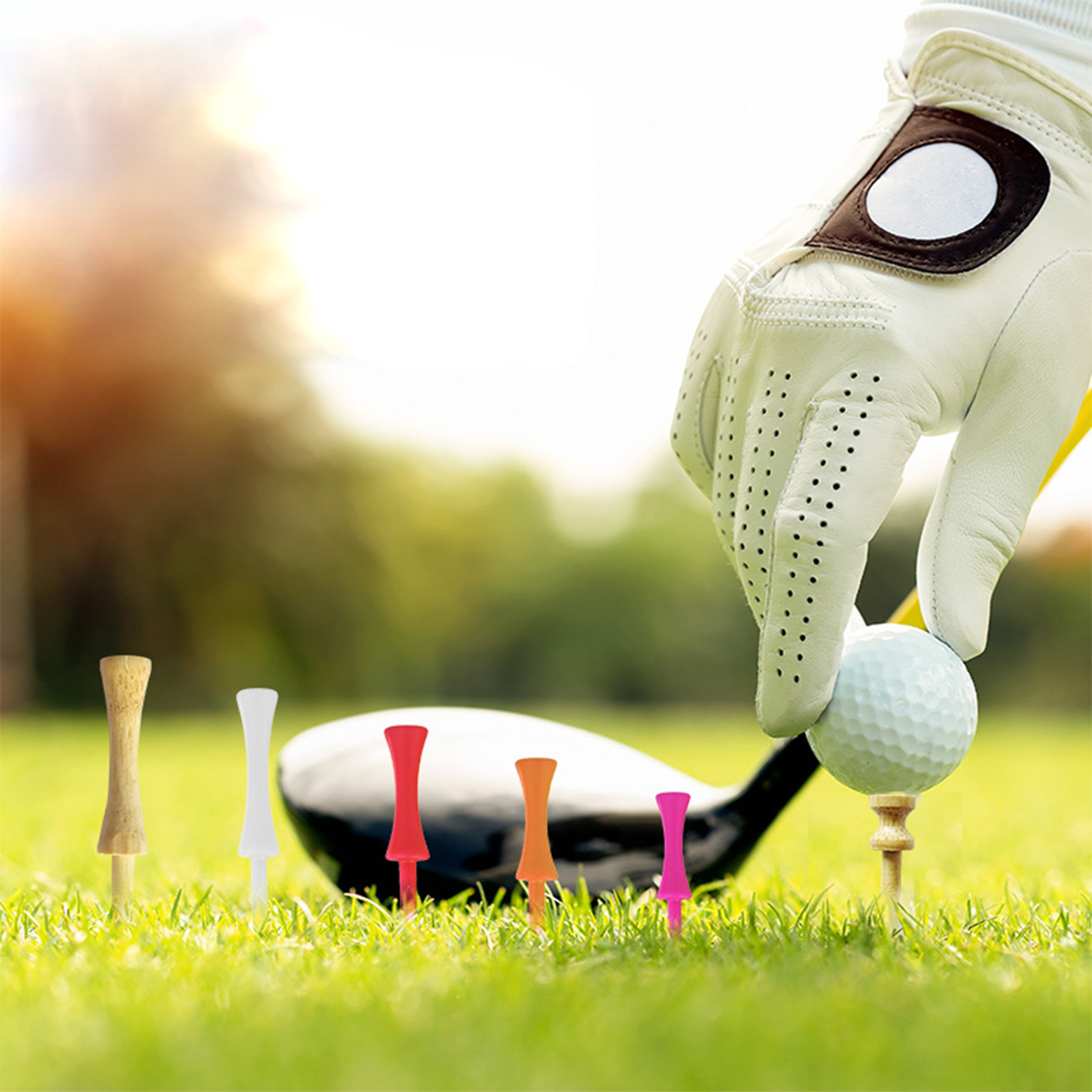 Wood 100 Branch Solid Color Golf Stud 5