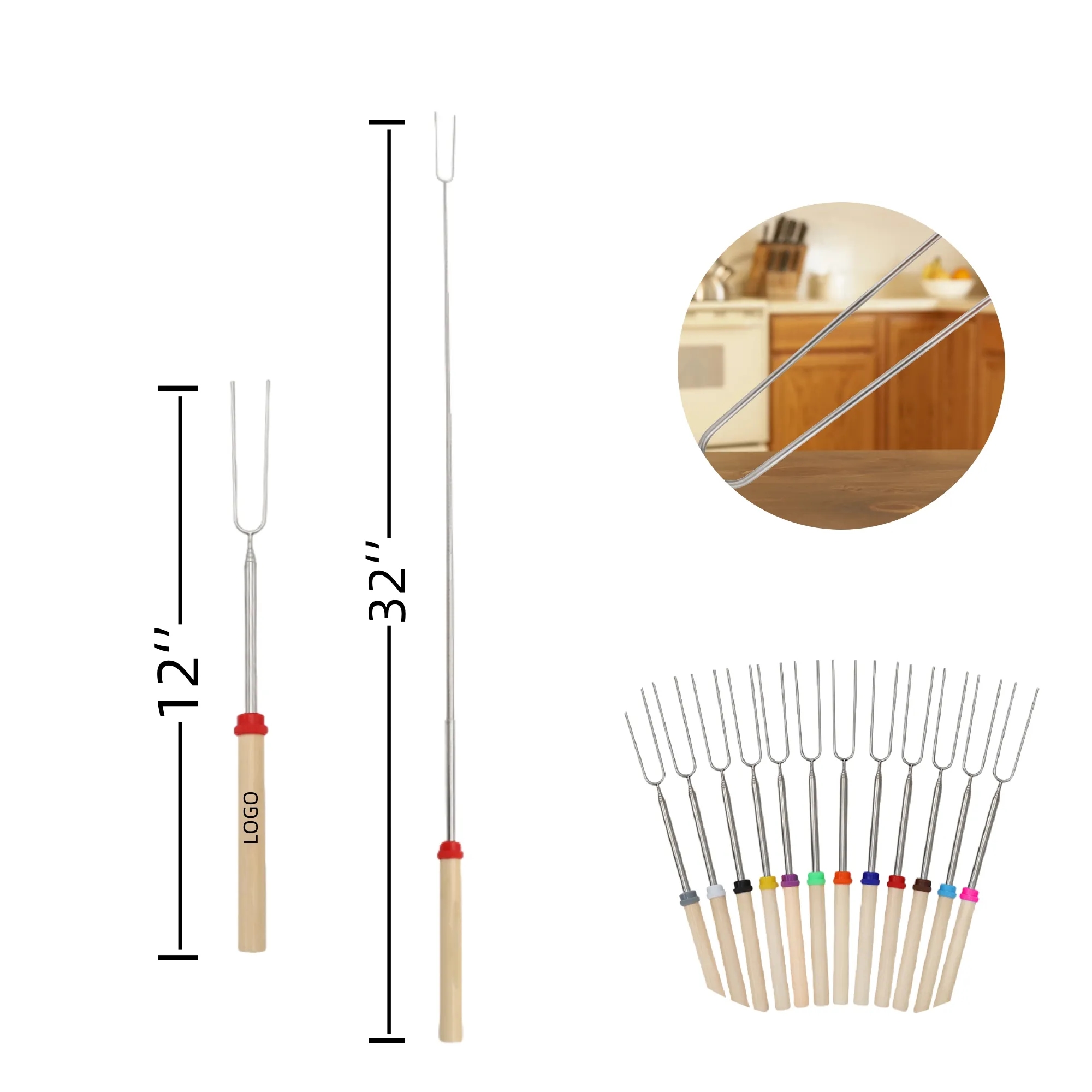 Extendable BBQ Stainless Steel Fork 1