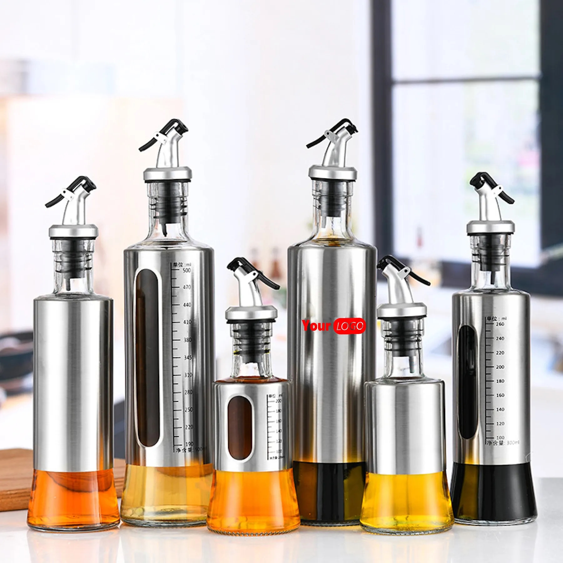 Oil and Vinegar Bottles Cruets Dispenser 6