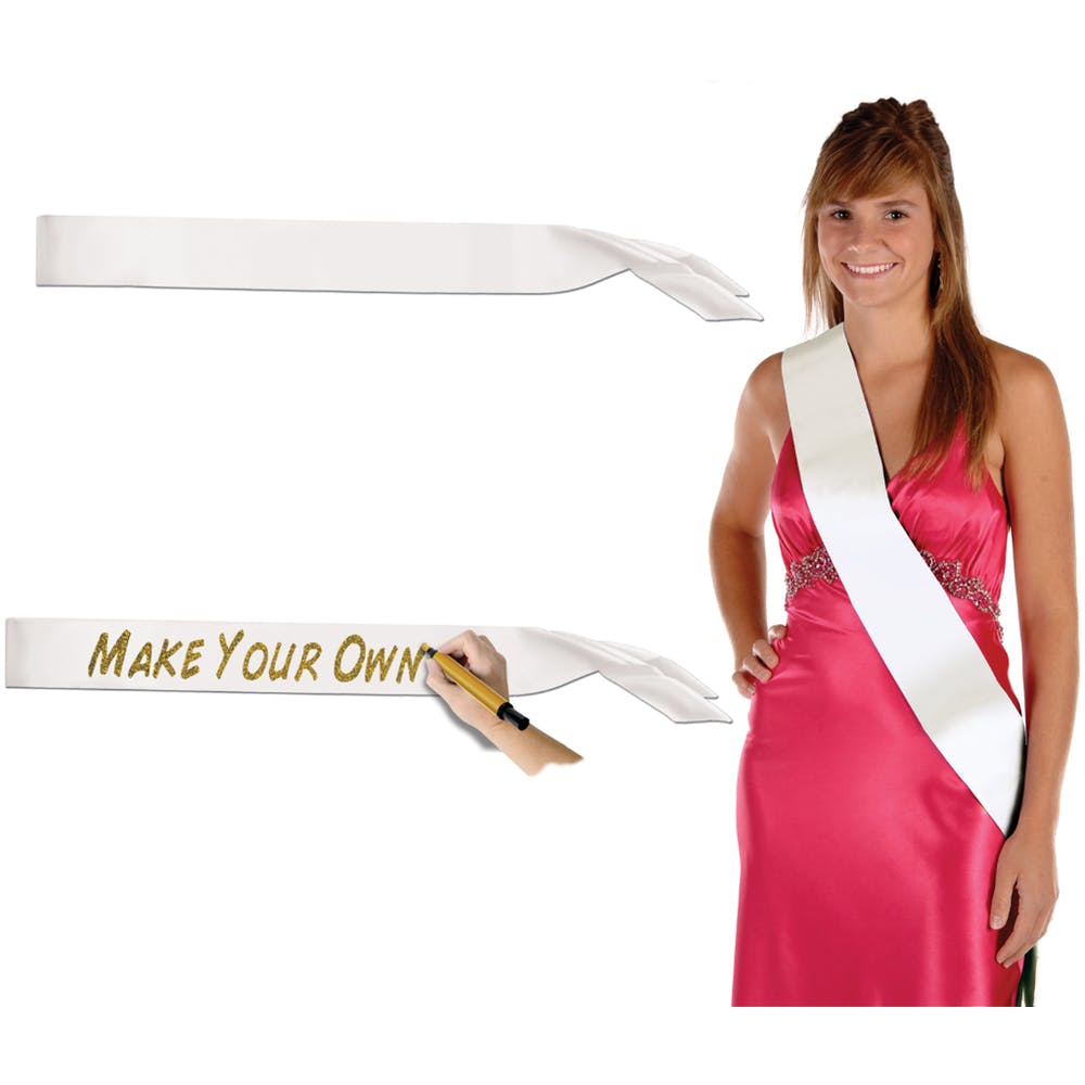 Satin Sashes - White 33" x 4" 2
