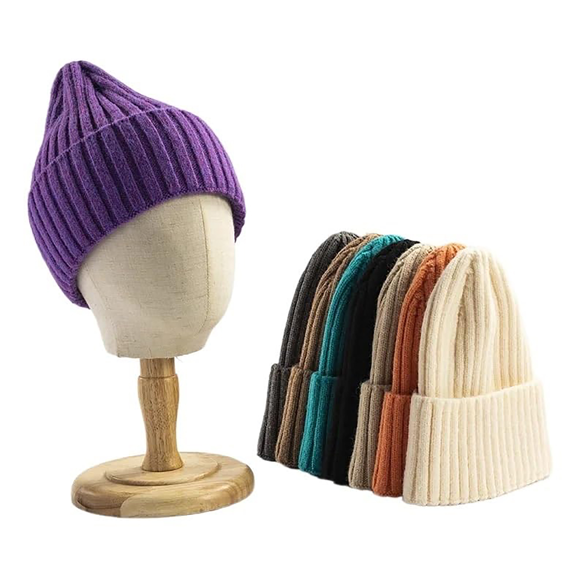 Thick Knit Acrylic Hat with Pointed Top Design 8