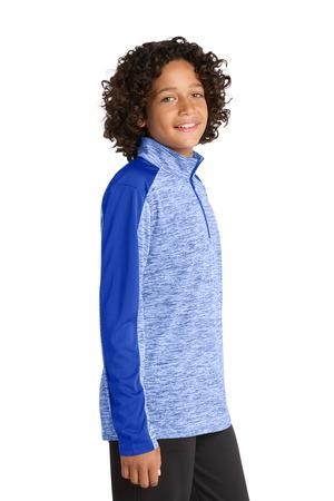 Sport-Tek Youth PosiCharge Electric Heather Colorblock 1/4-Zip Pullover. YST397