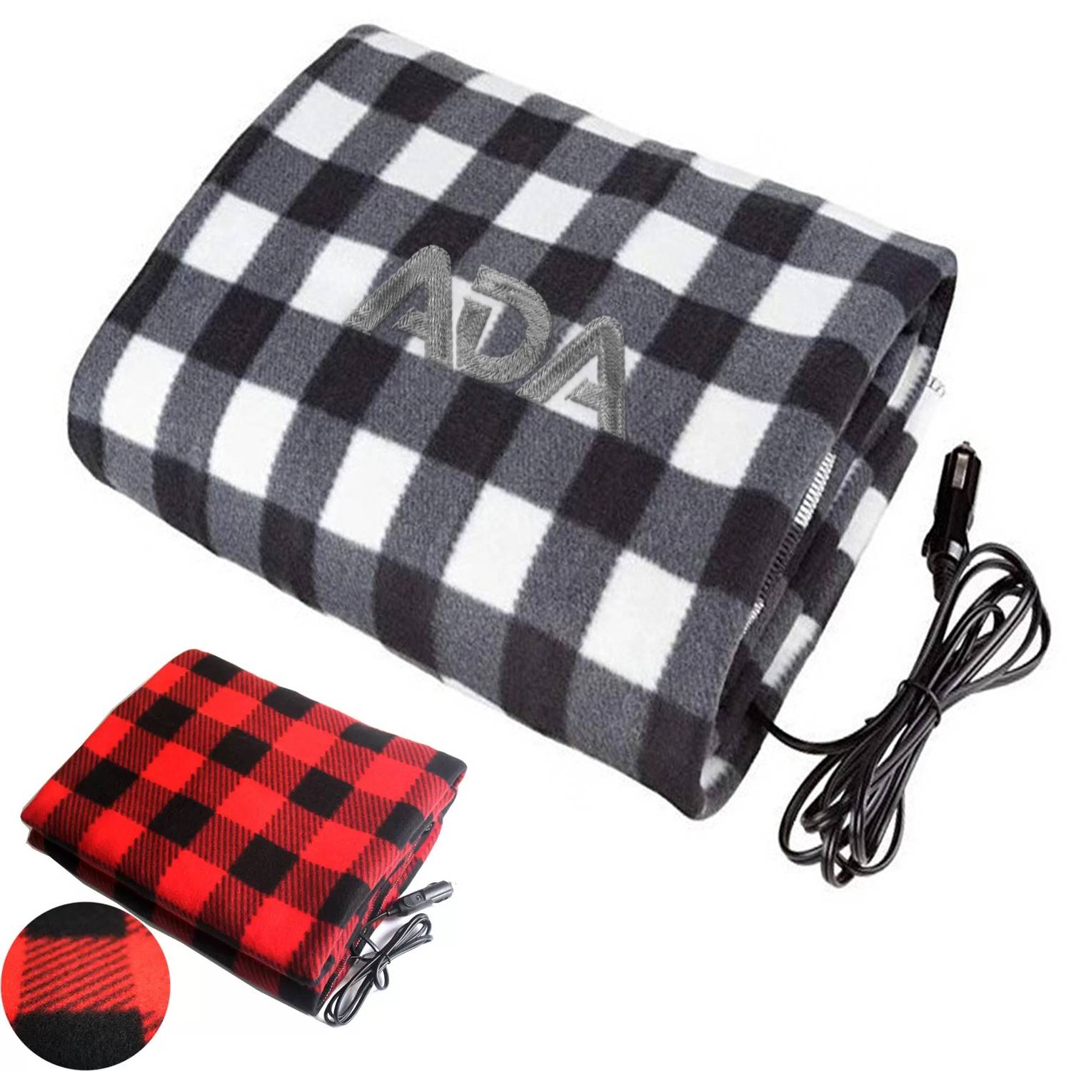 12V Car Electric Heated Fleece Plaid Blanket 2