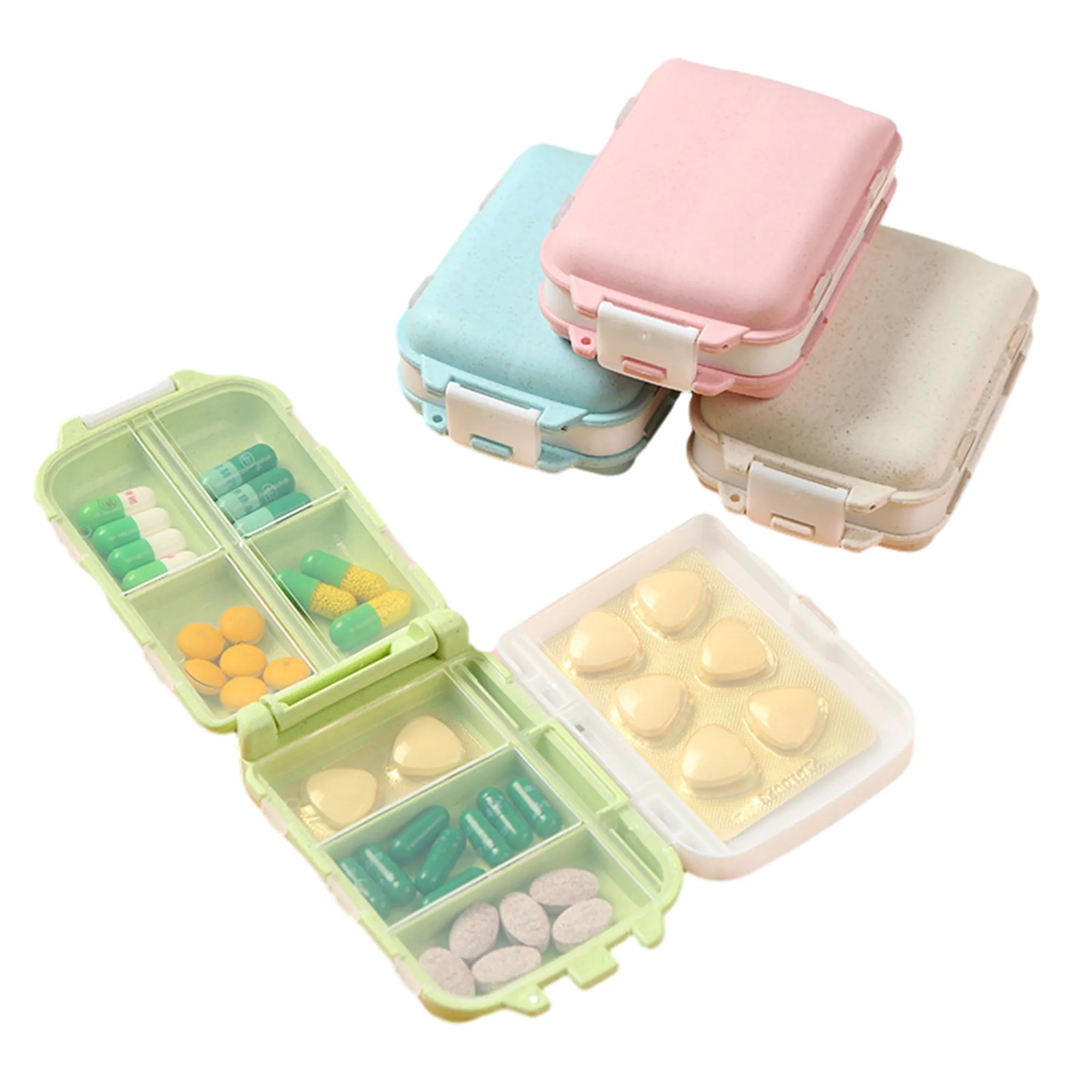 Portable Foldable 3-Layer 8-Compartment Pill Box MOQ 100PCS 3
