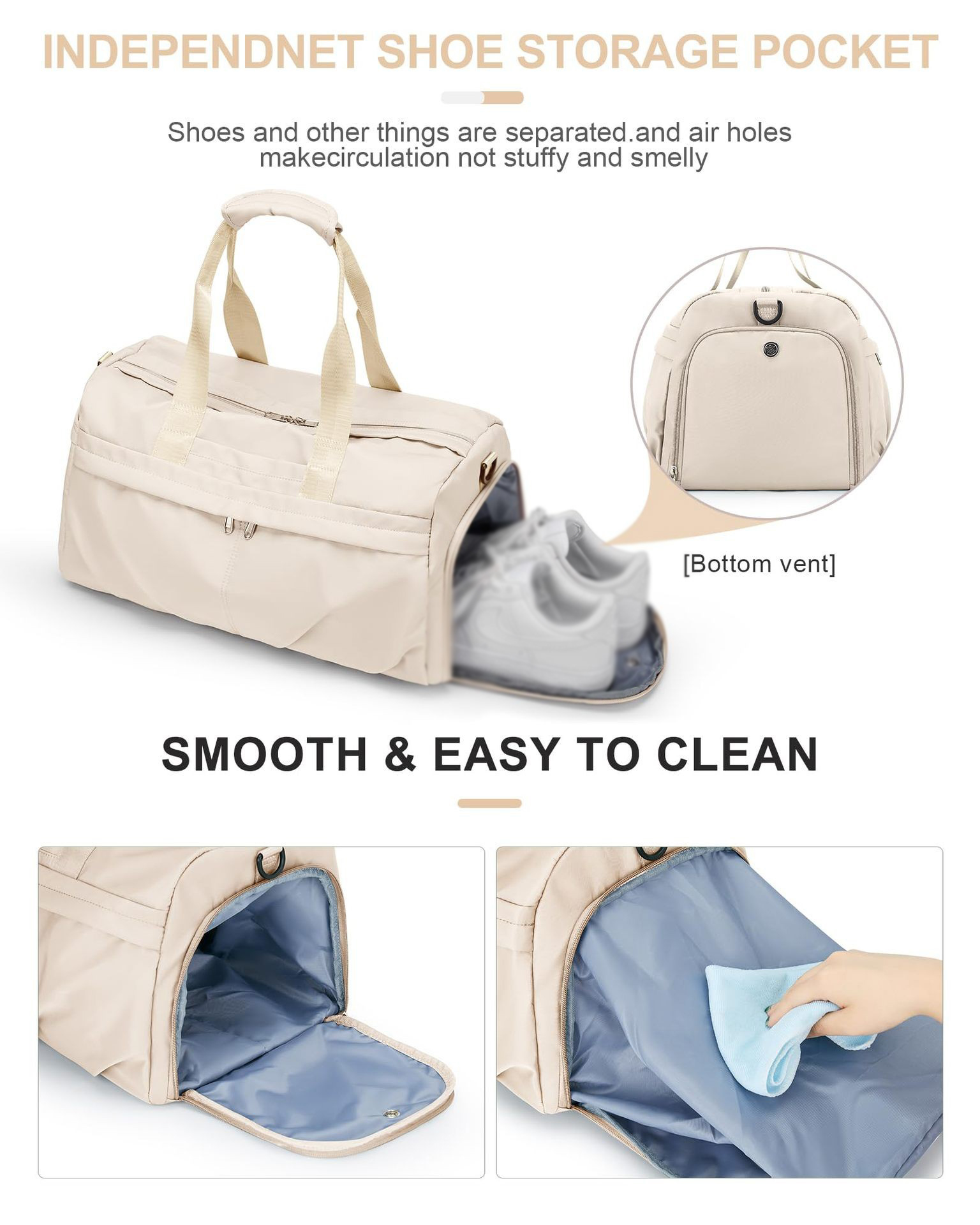 25L Waterproof Gym Sports Luggage Bag With Shoe Compartment 2