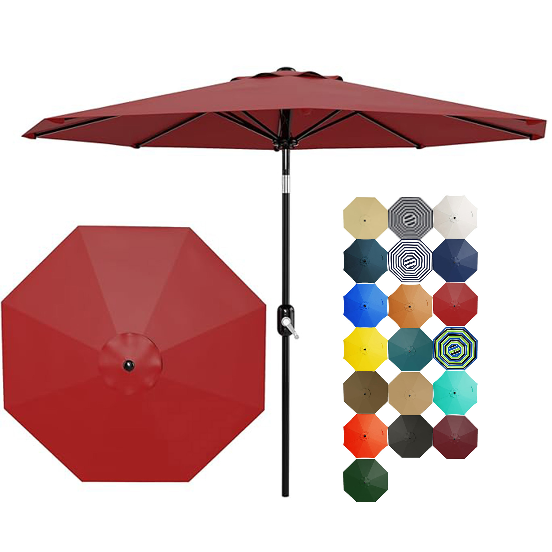 Crank Lift Button Tilt Outdoor Table Umbrella 13