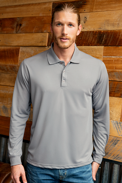 Vansport Omega Long Sleeve Solid Mesh Tech Polo 17