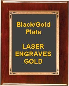 6" x 8" Rosewood Piano Finish Plaque with a Black Florentine Plate 2