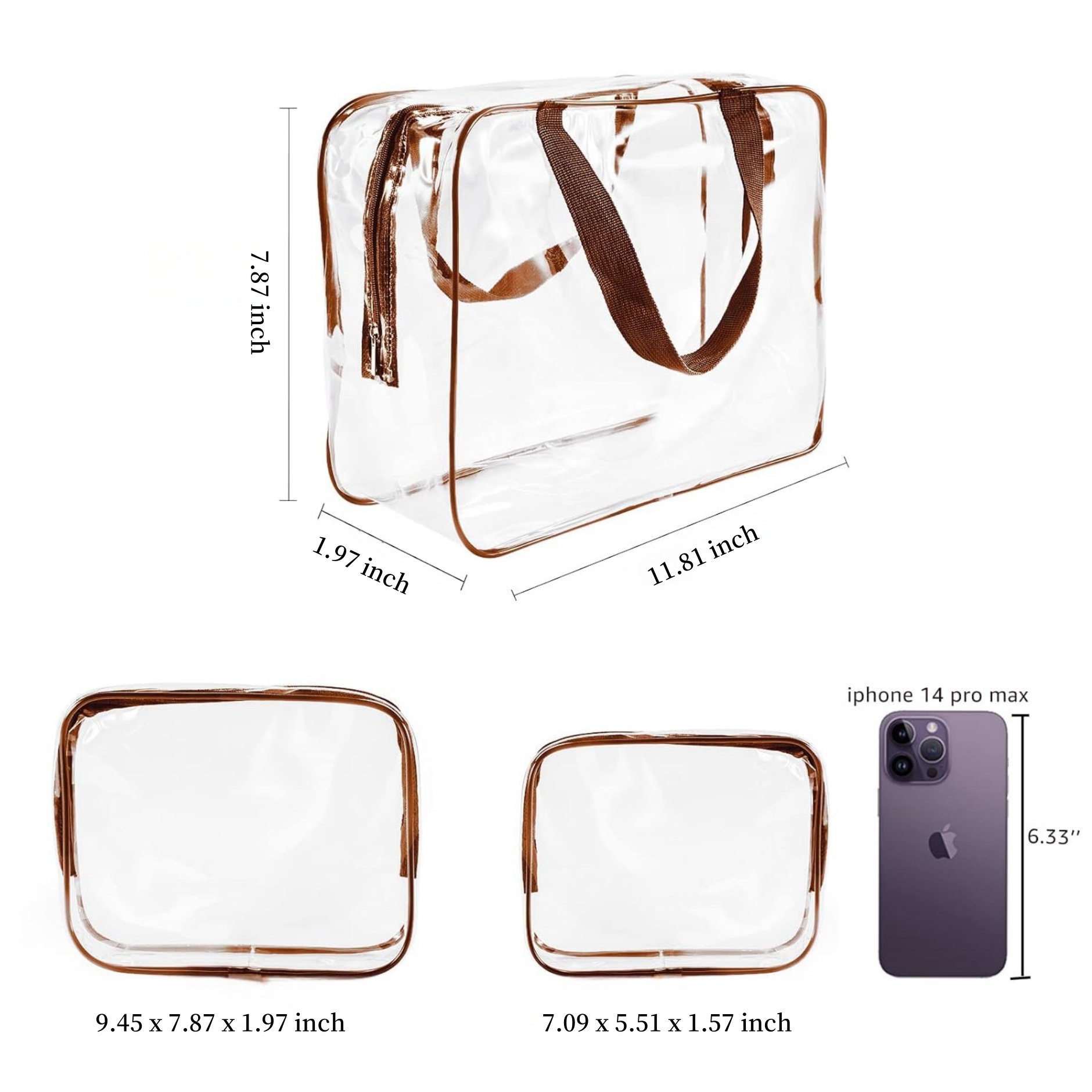 3PCS Transparent PVC Toiletry Bag 7