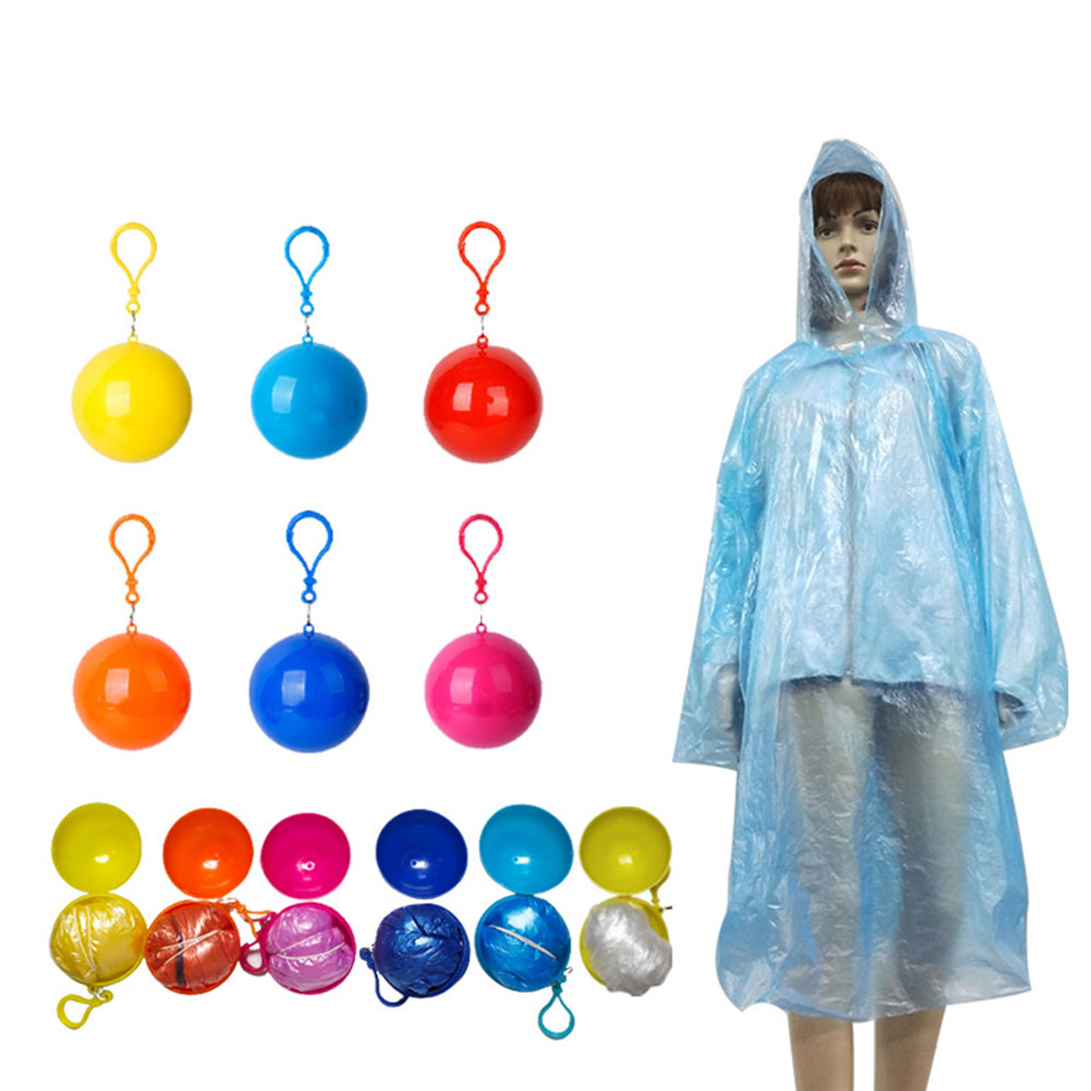 Disposable Portable Raincoat Poncho Ball Keychain
